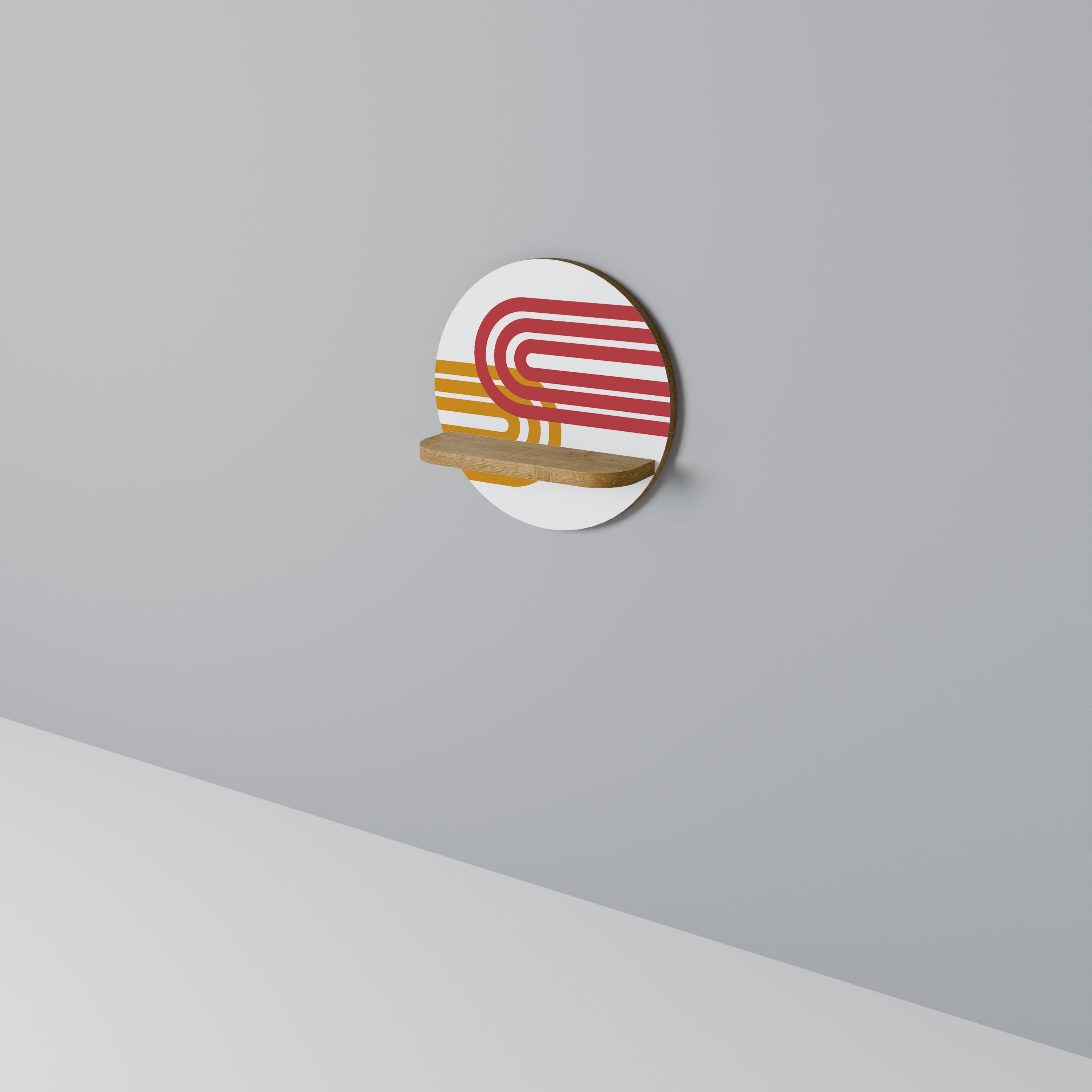 Estantería de arte redonda CIRCLELINE DECOR con efecto roble