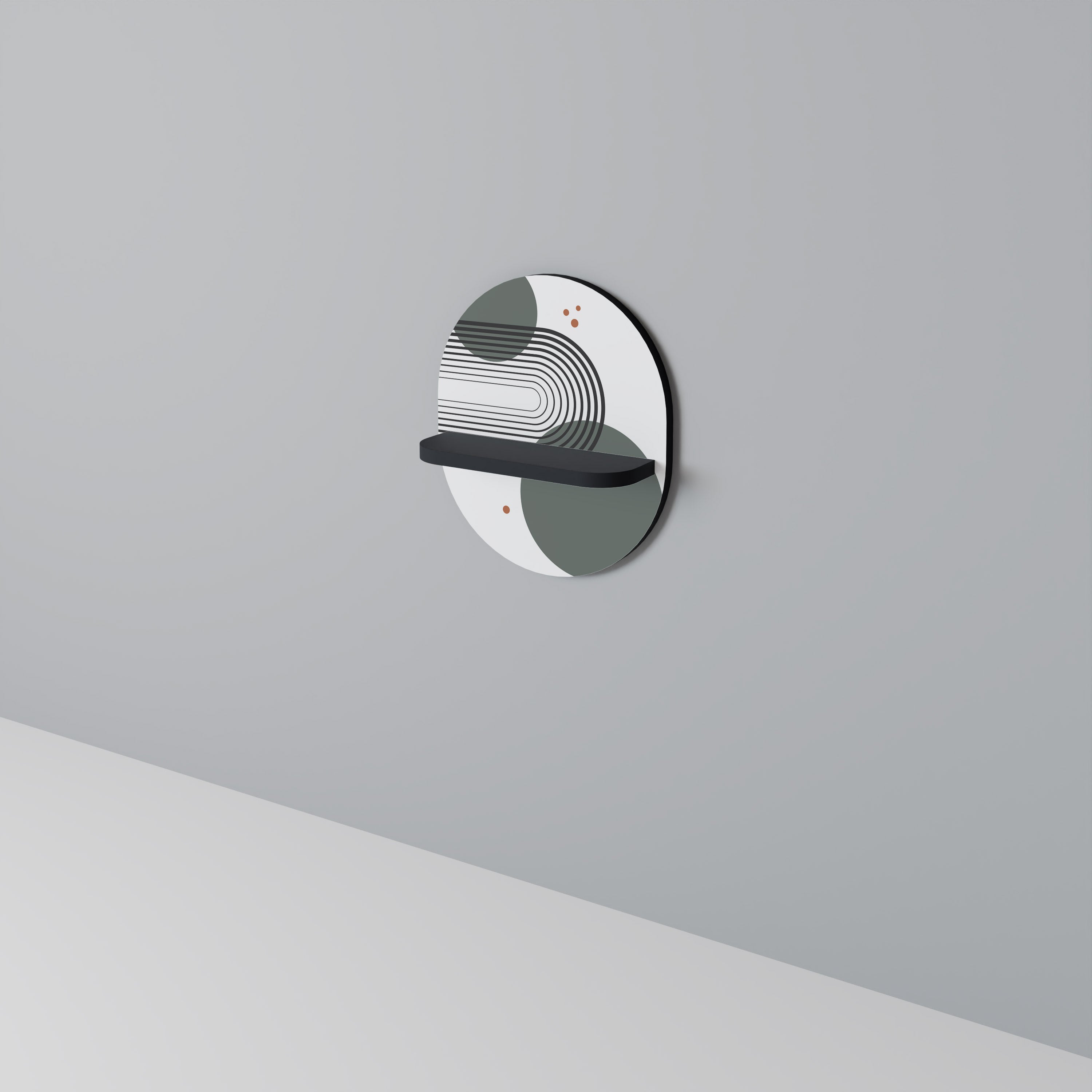 Estantería de arte ovalada ORBITAL DECOR con acabado negro