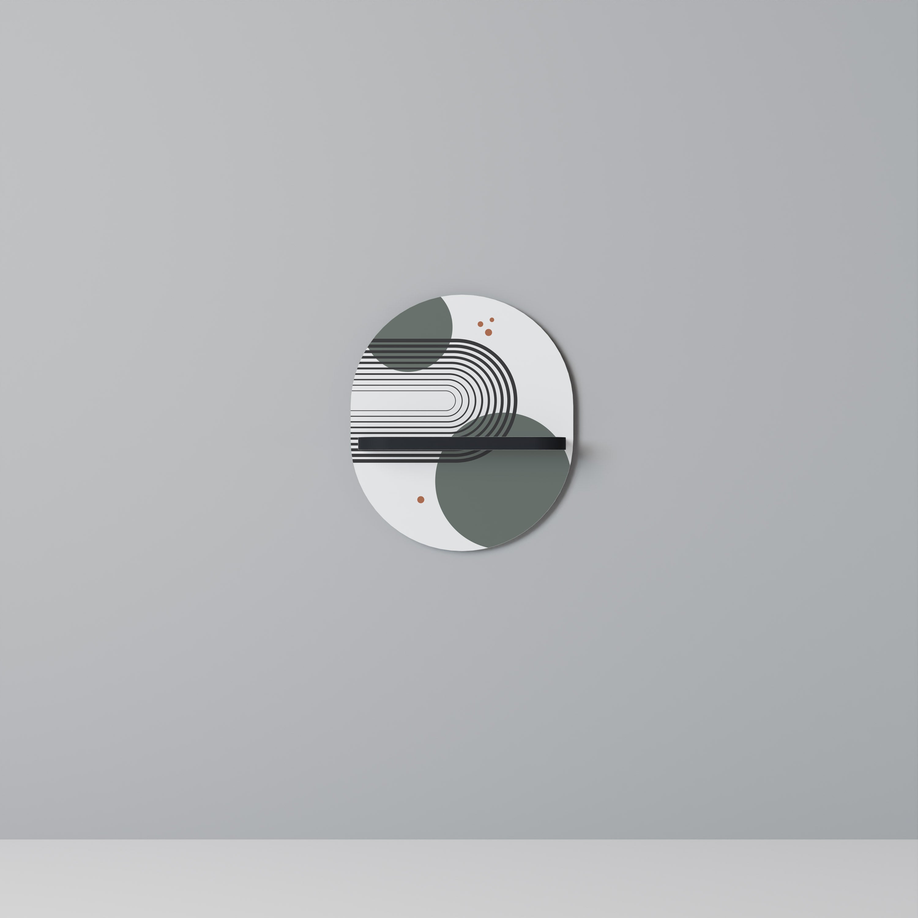 Estantería de arte ovalada ORBITAL DECOR con acabado negro