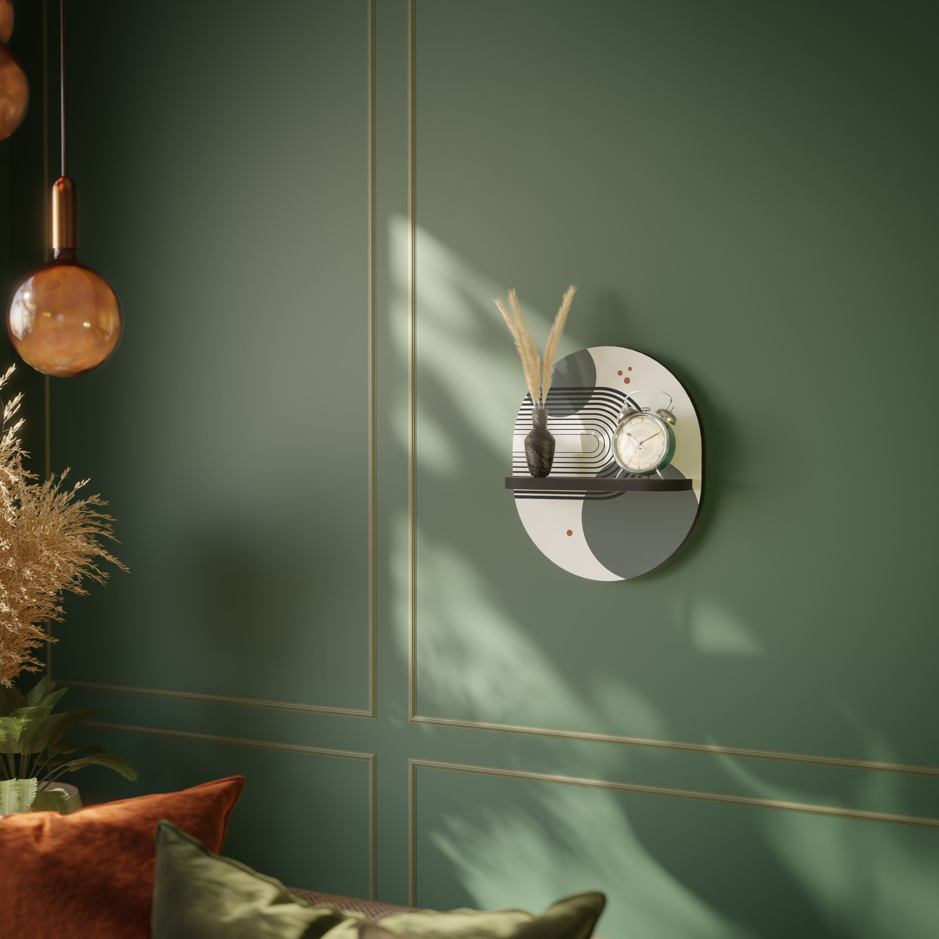 Estantería de arte ovalada ORBITAL DECOR con acabado negro