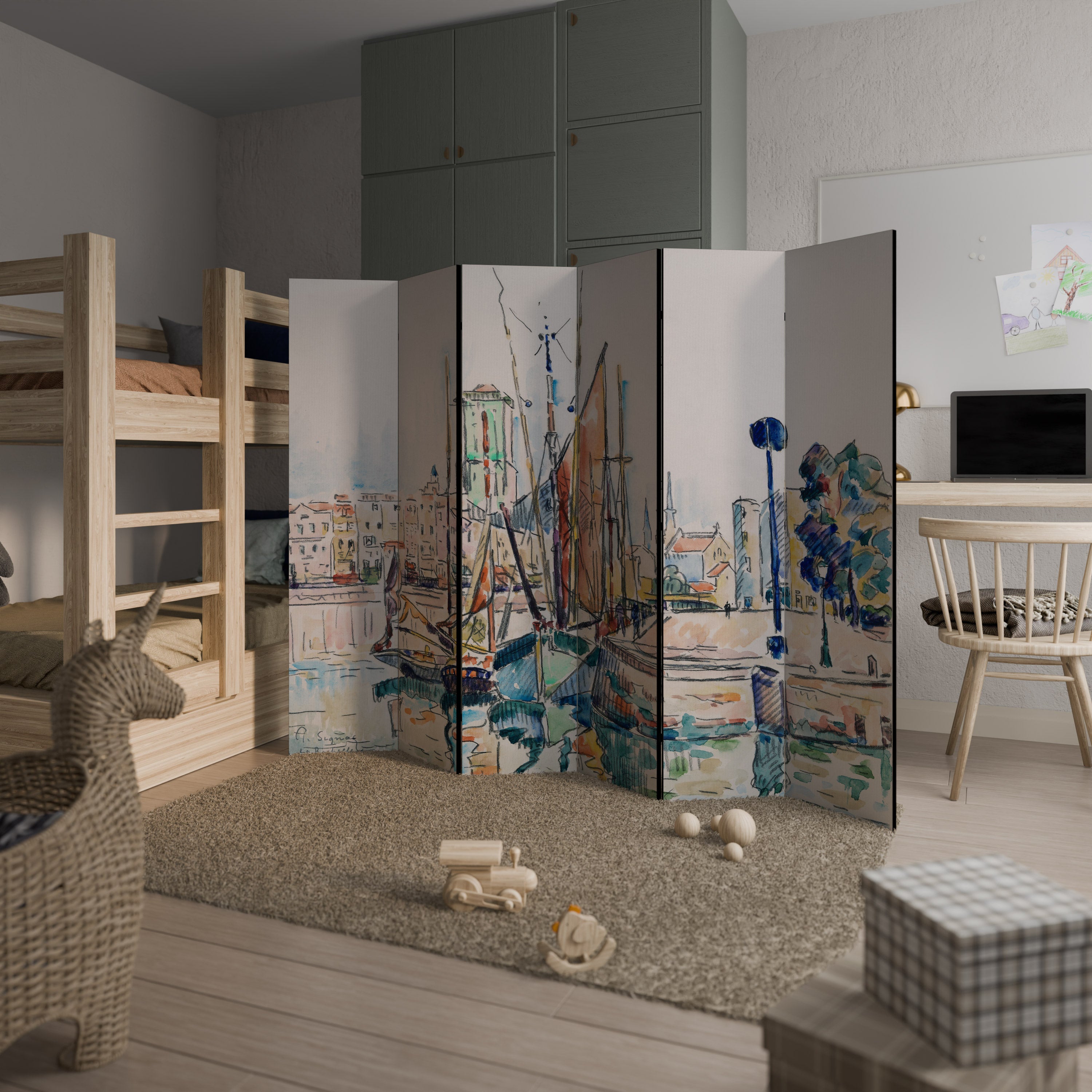 Biombo decorativo de 6 paneles LA ROCHELLE