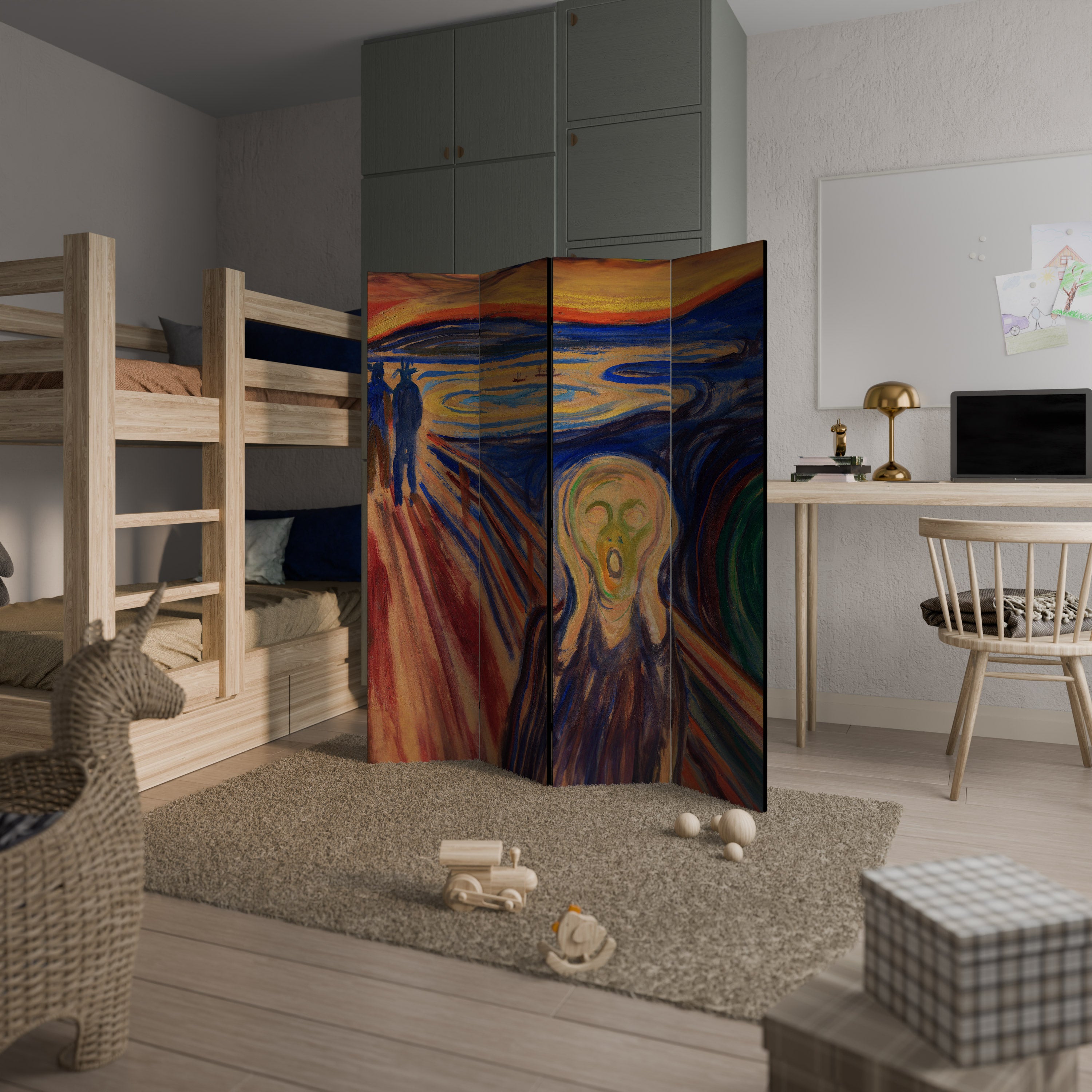 THE SCREAM Decorative 4-Panel Room Divider