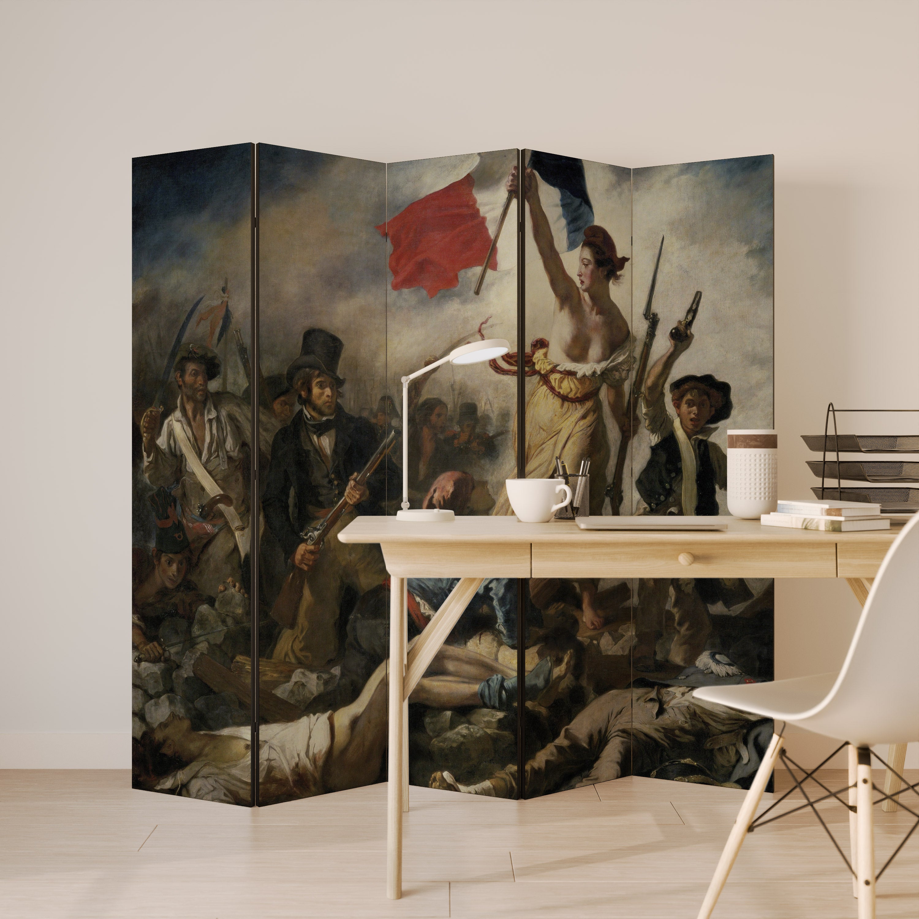 LIBERTY LEADING THE PEOPLE Decorative 5-Panel Room Divider