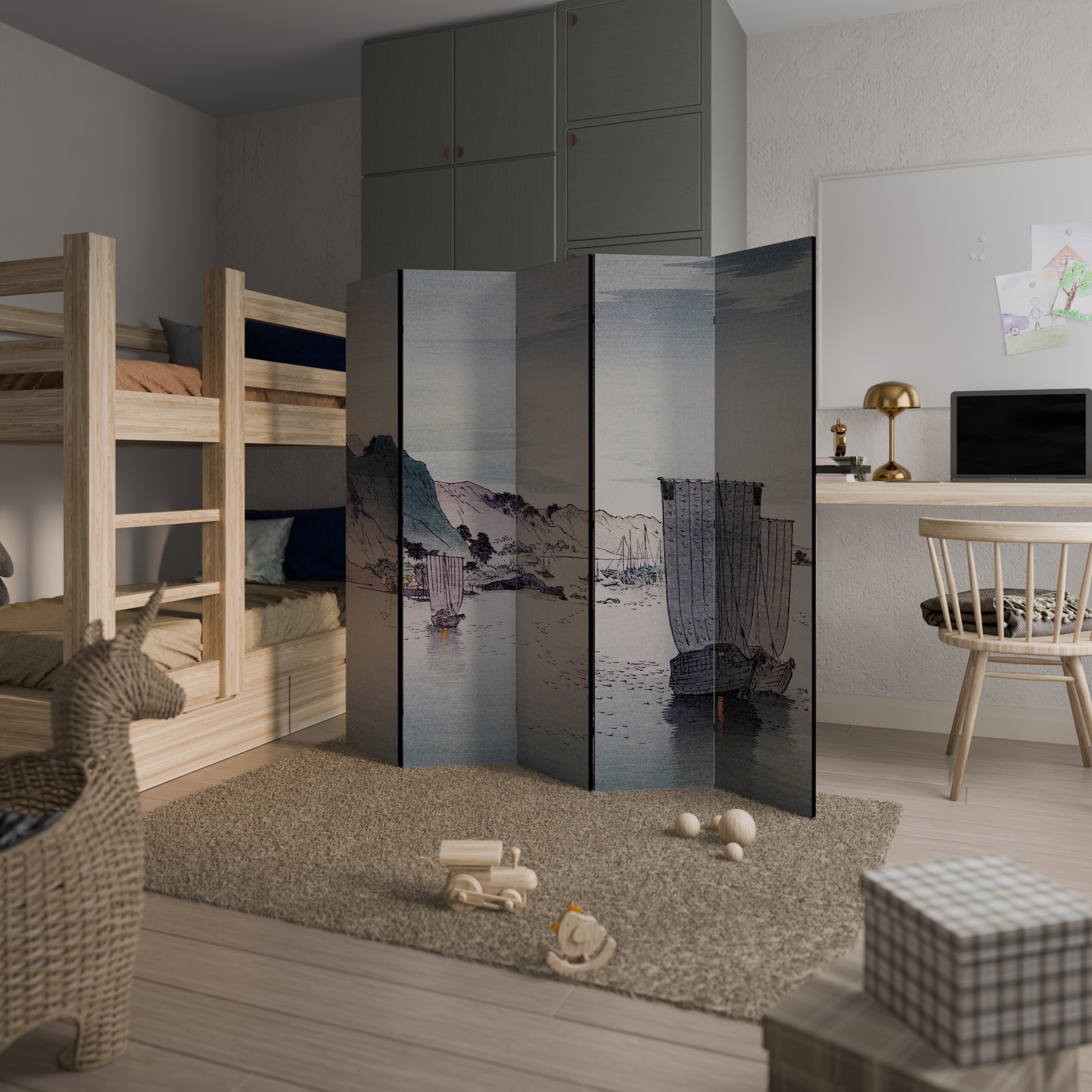 YĹŞGURE NO HANSEN Decorative 5-Panel Room Divider