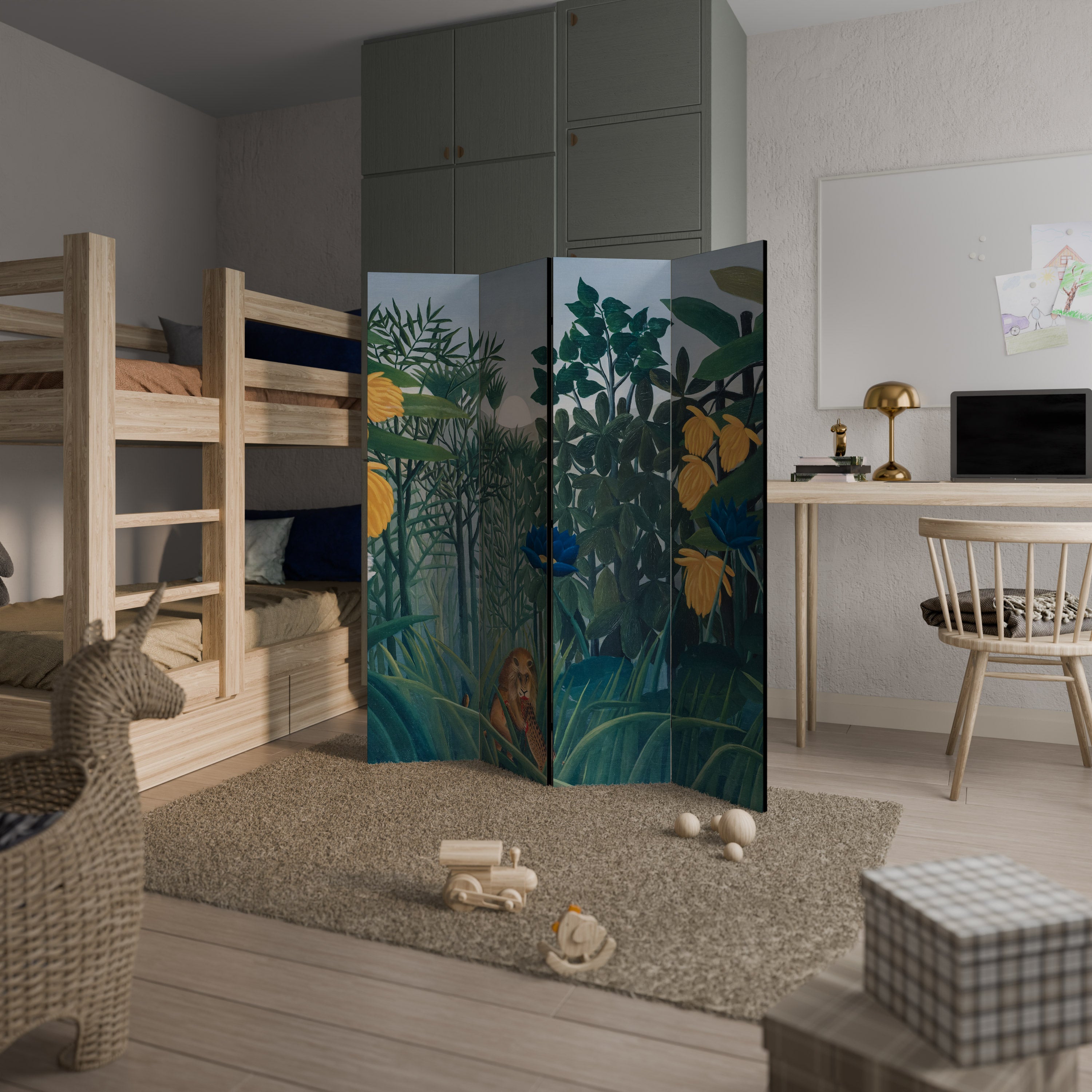 THE REPAST OF THE LION Decorative 4-Panel Room Divider