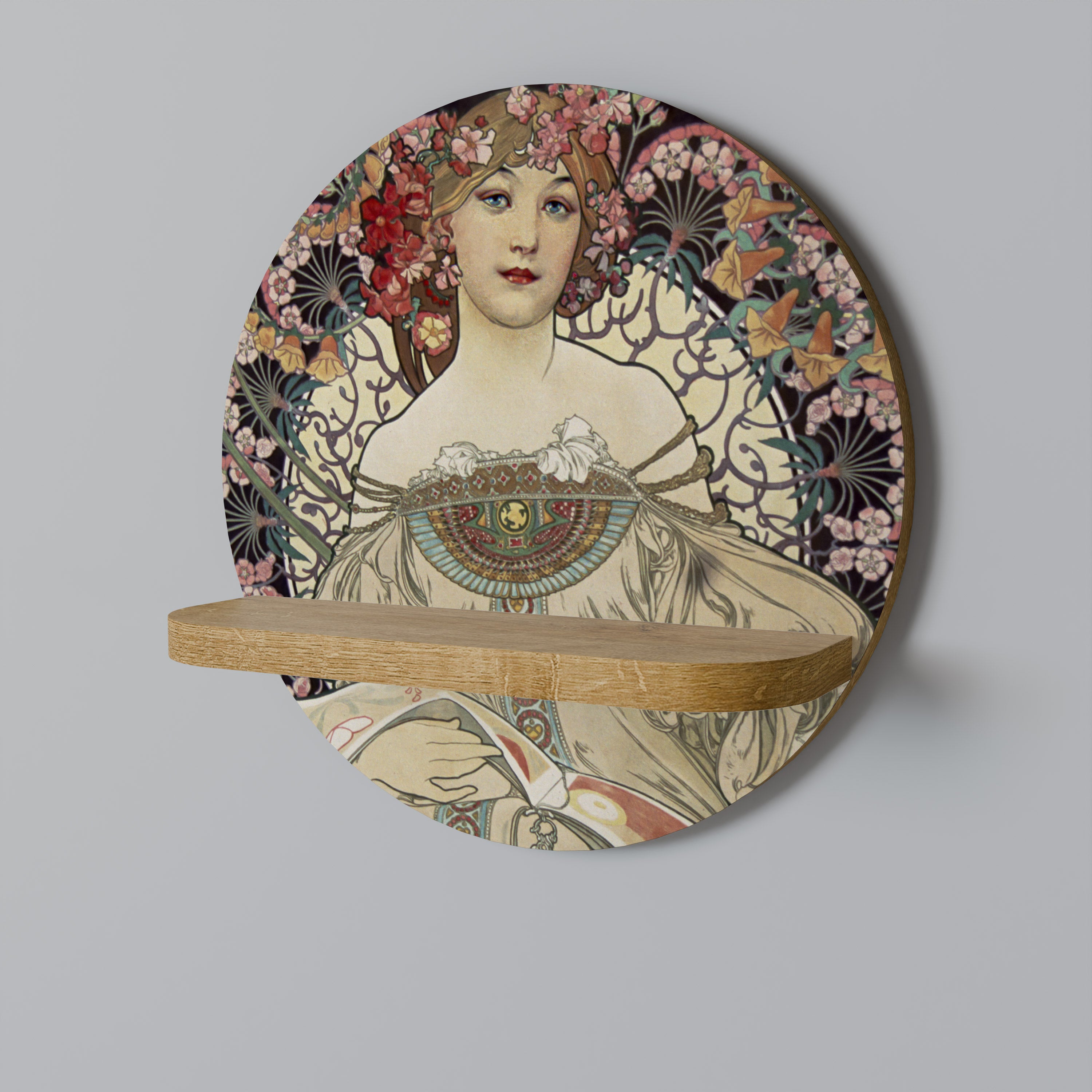 Estantería de arte redonda CHAMPENOIS IMPRIMEUR con efecto roble