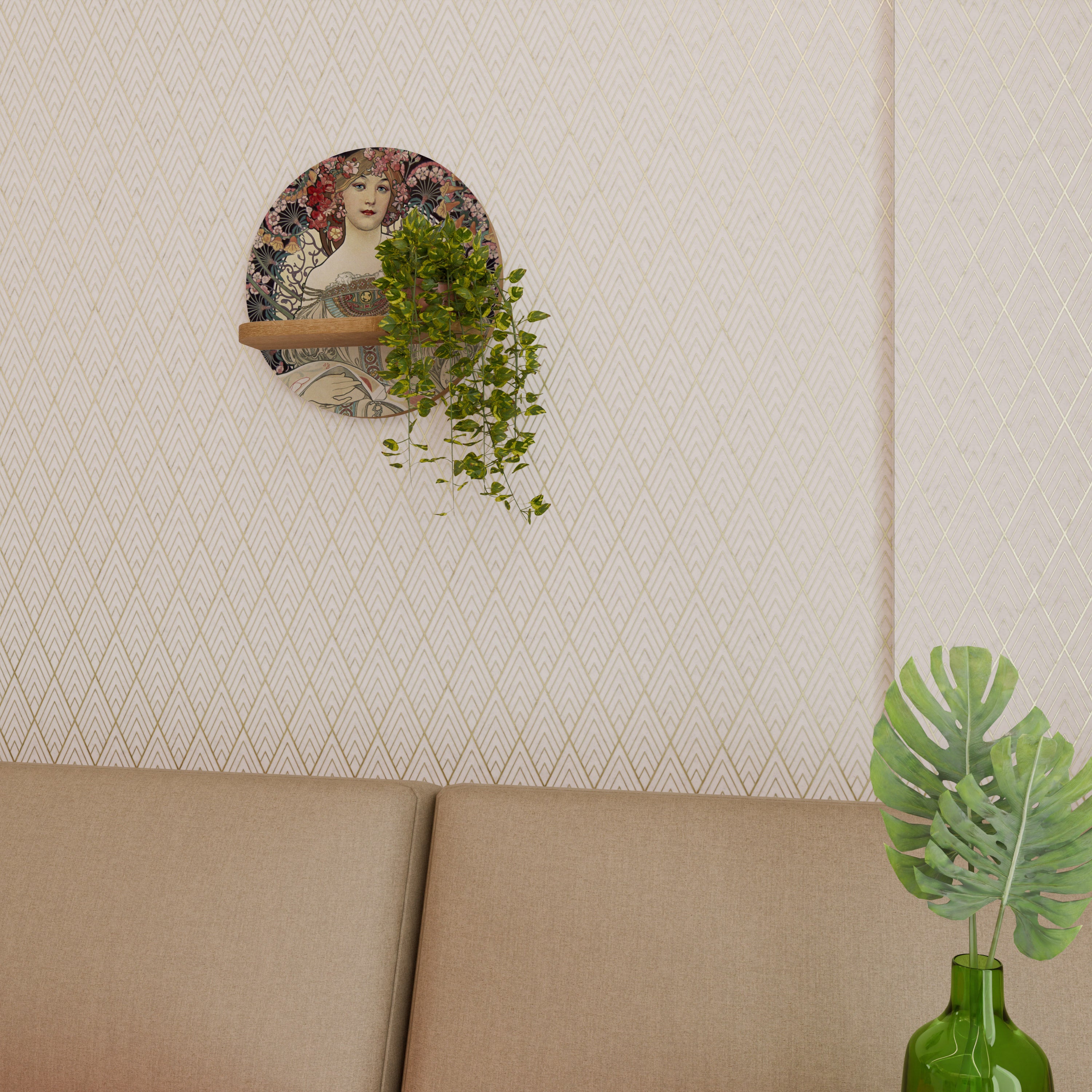 Estantería de arte redonda CHAMPENOIS IMPRIMEUR con efecto roble