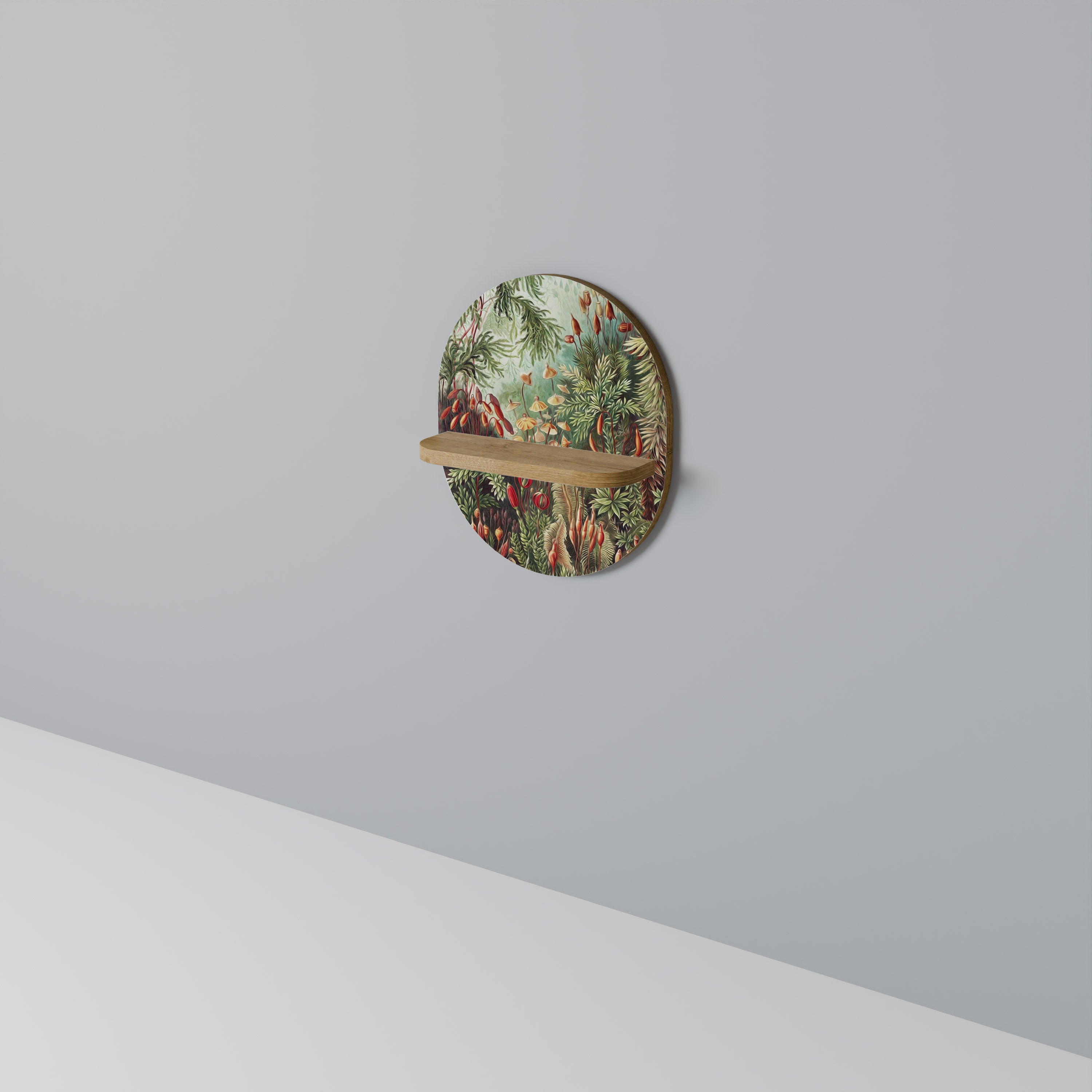 Estantería de arte ovalada MUSCINAE LAUBMOOSE con efecto roble