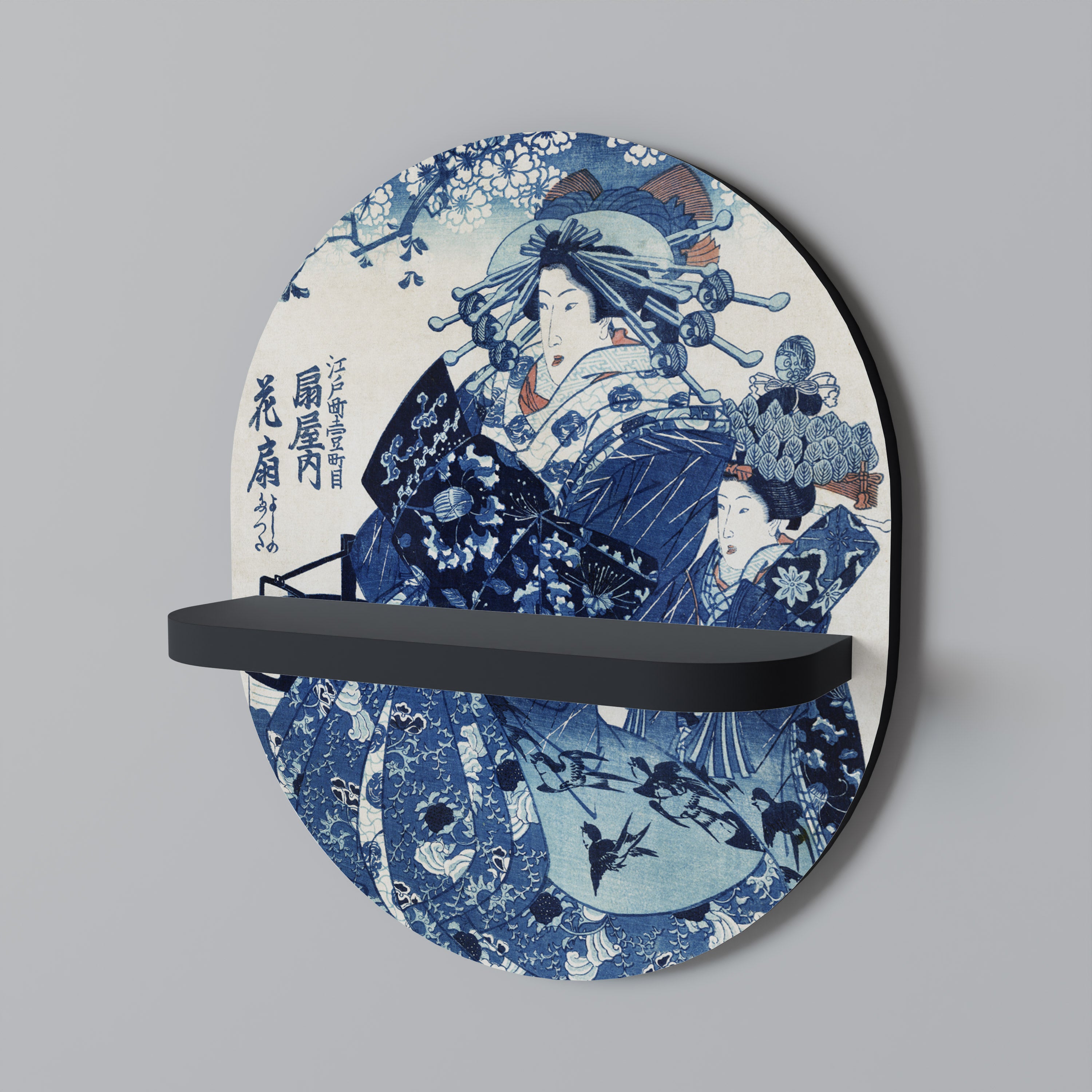 Estantería de arte ovalada MUJER JAPONESA con acabado negro