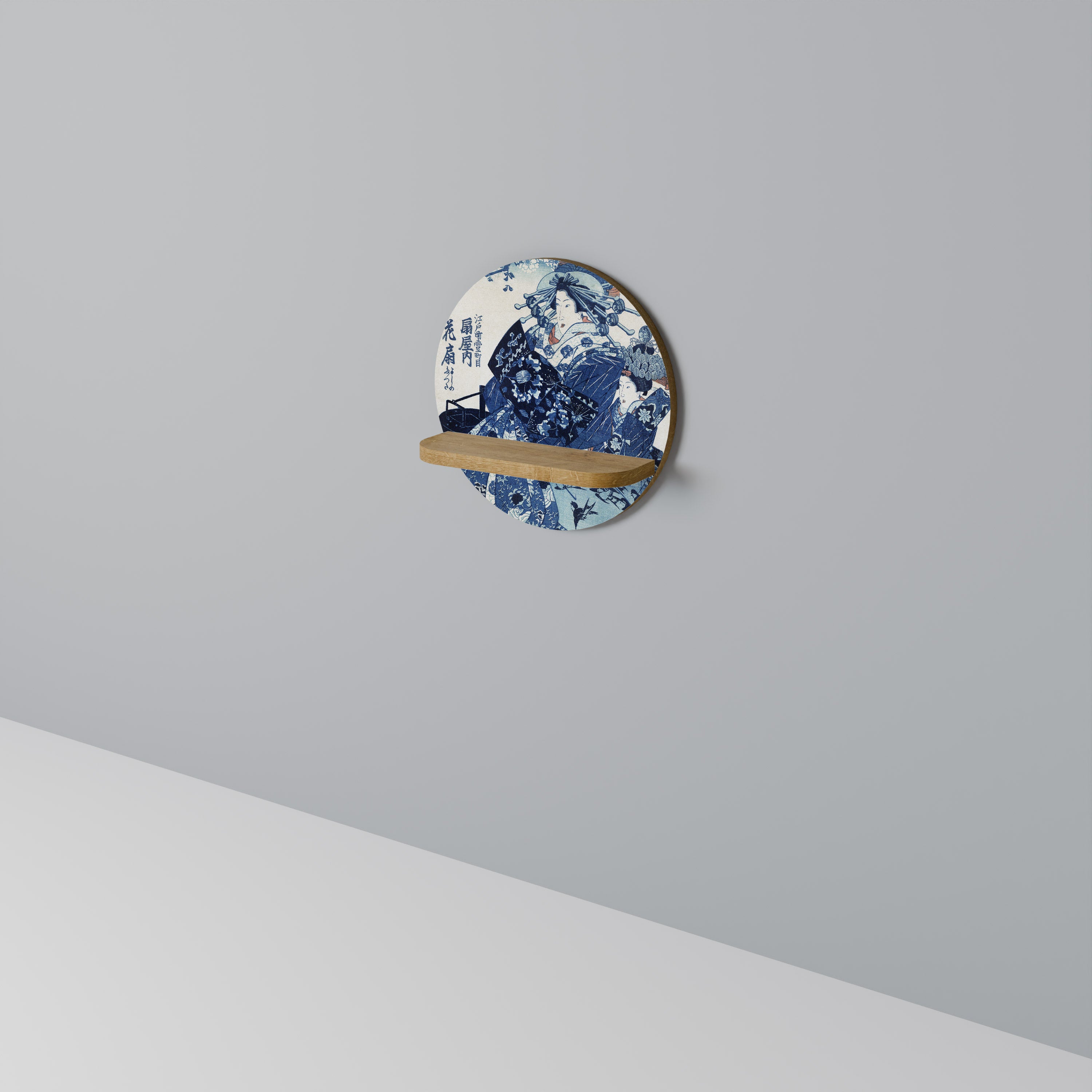 Estantería de arte redonda MUJER JAPONESA con efecto roble