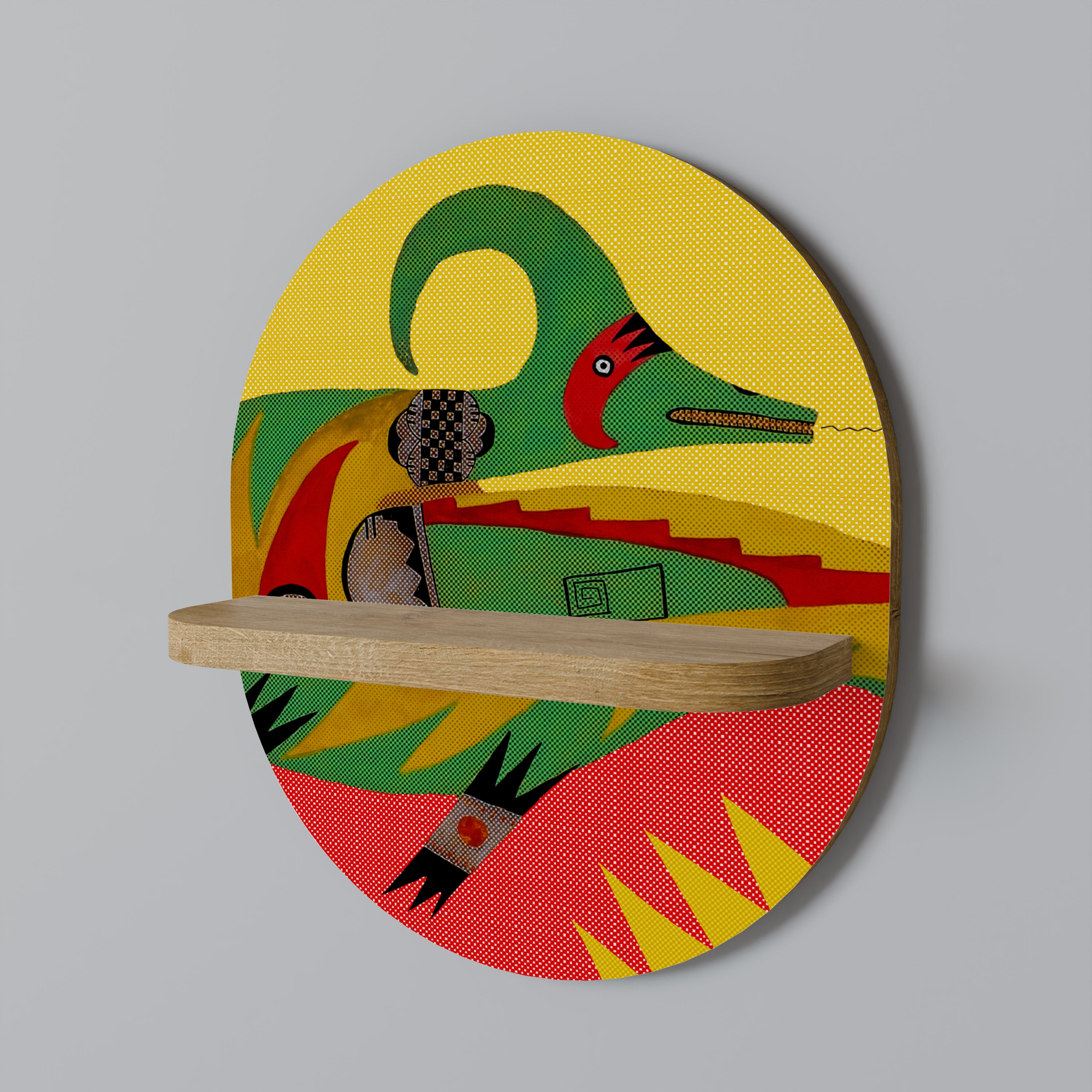 Estantería de arte ovalada AVANYU EXPRESSIVE con efecto roble