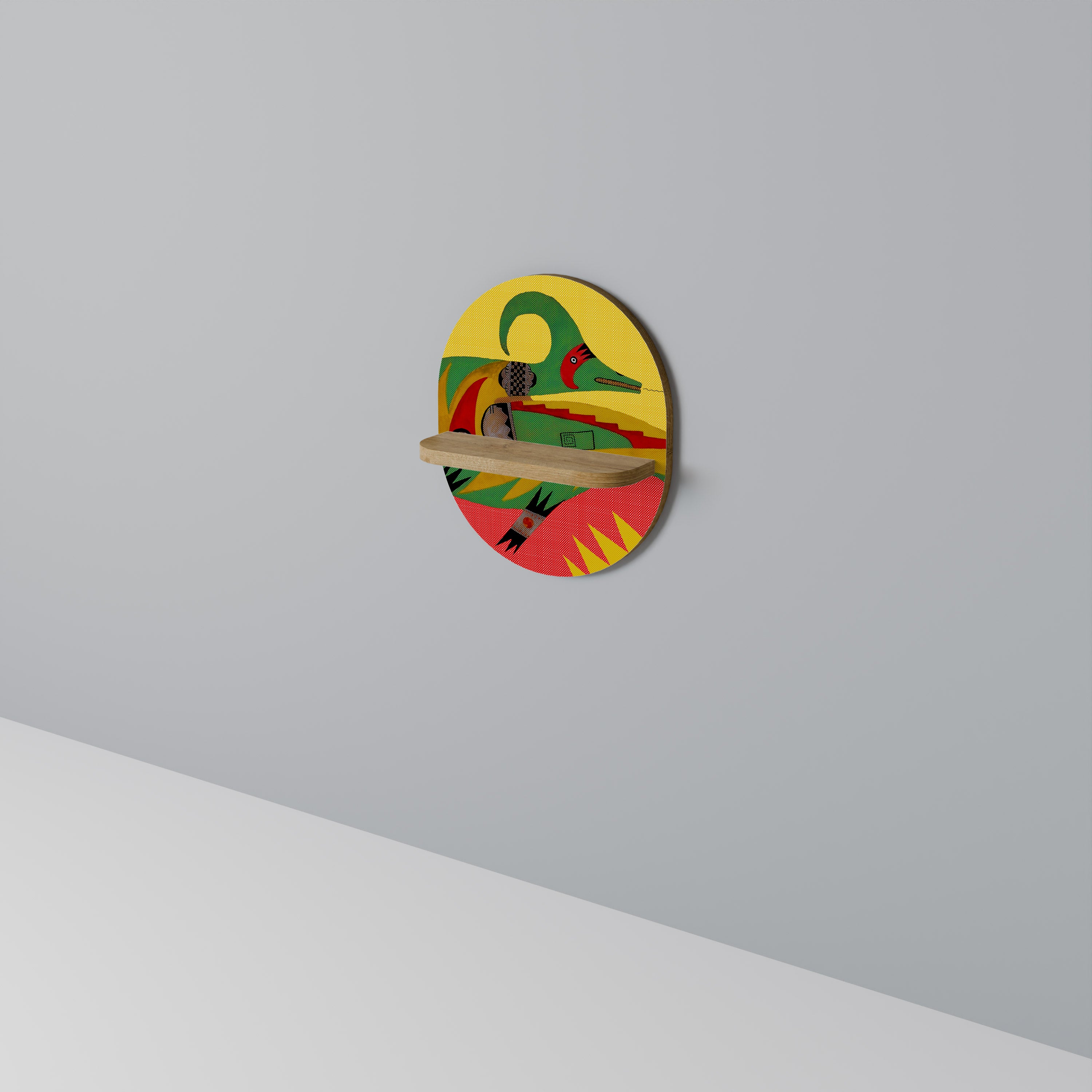 Estantería de arte ovalada AVANYU EXPRESSIVE con efecto roble