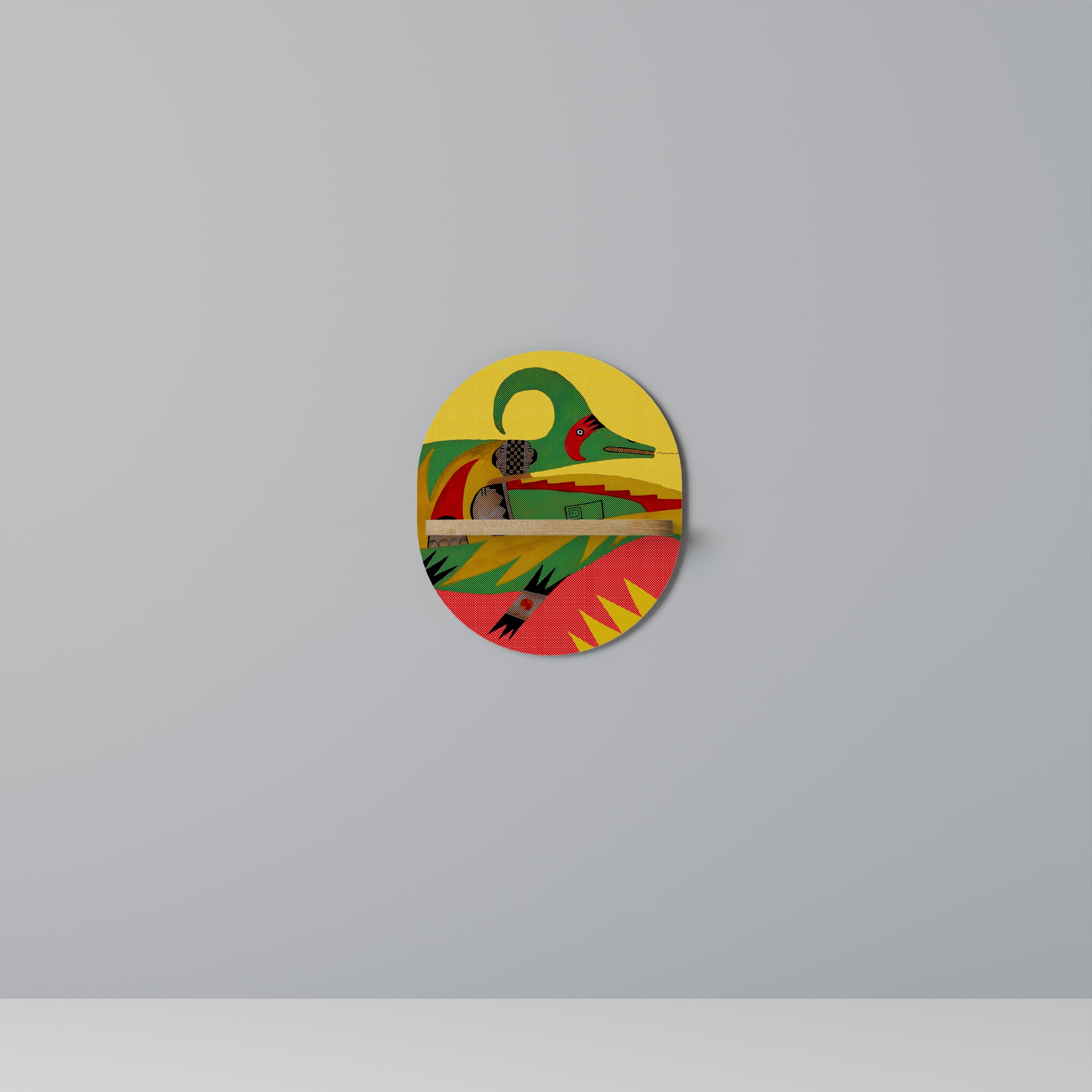 Estantería de arte ovalada AVANYU EXPRESSIVE con efecto roble