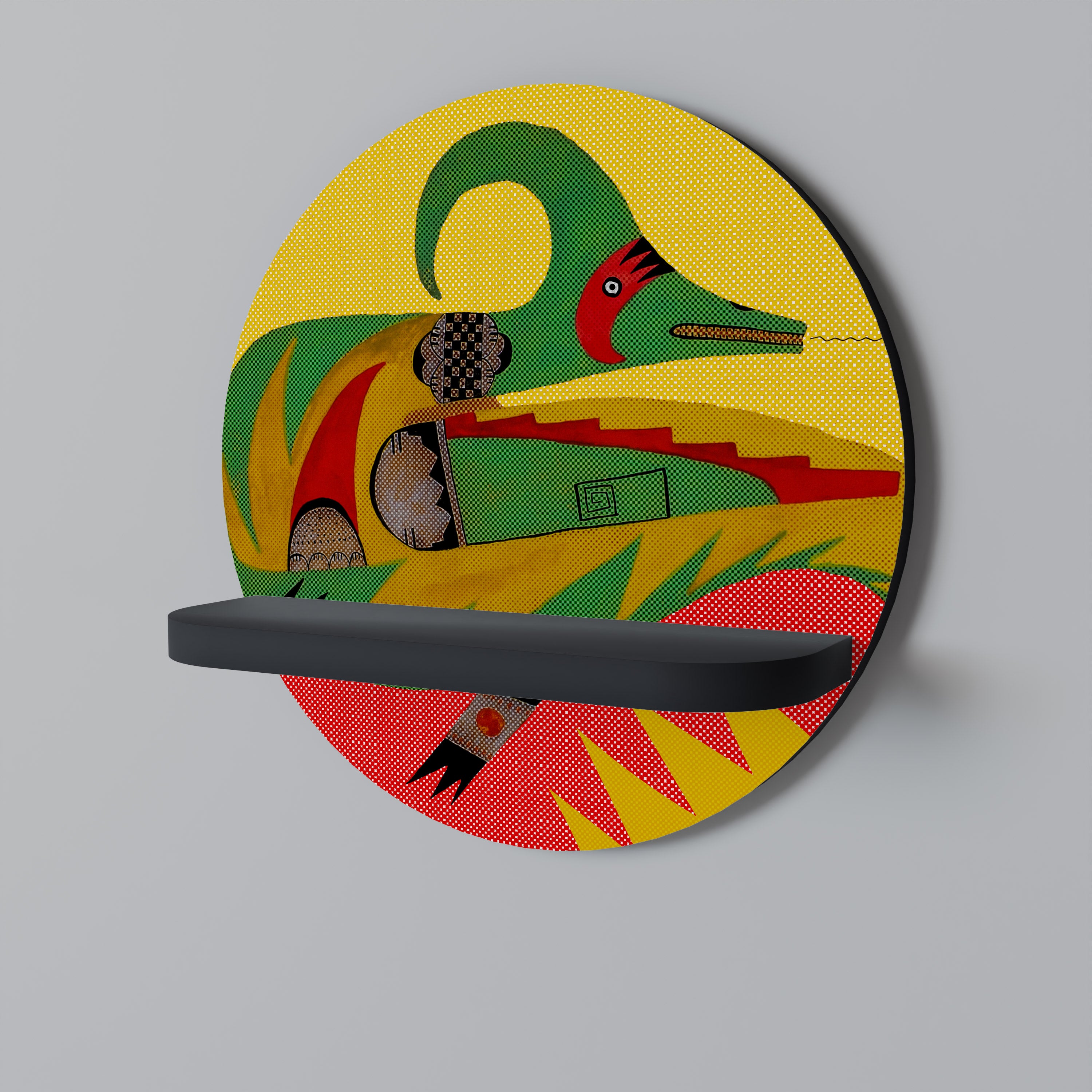 EXPRESSIVE AVANYU Round Art Shelf In Black Finish