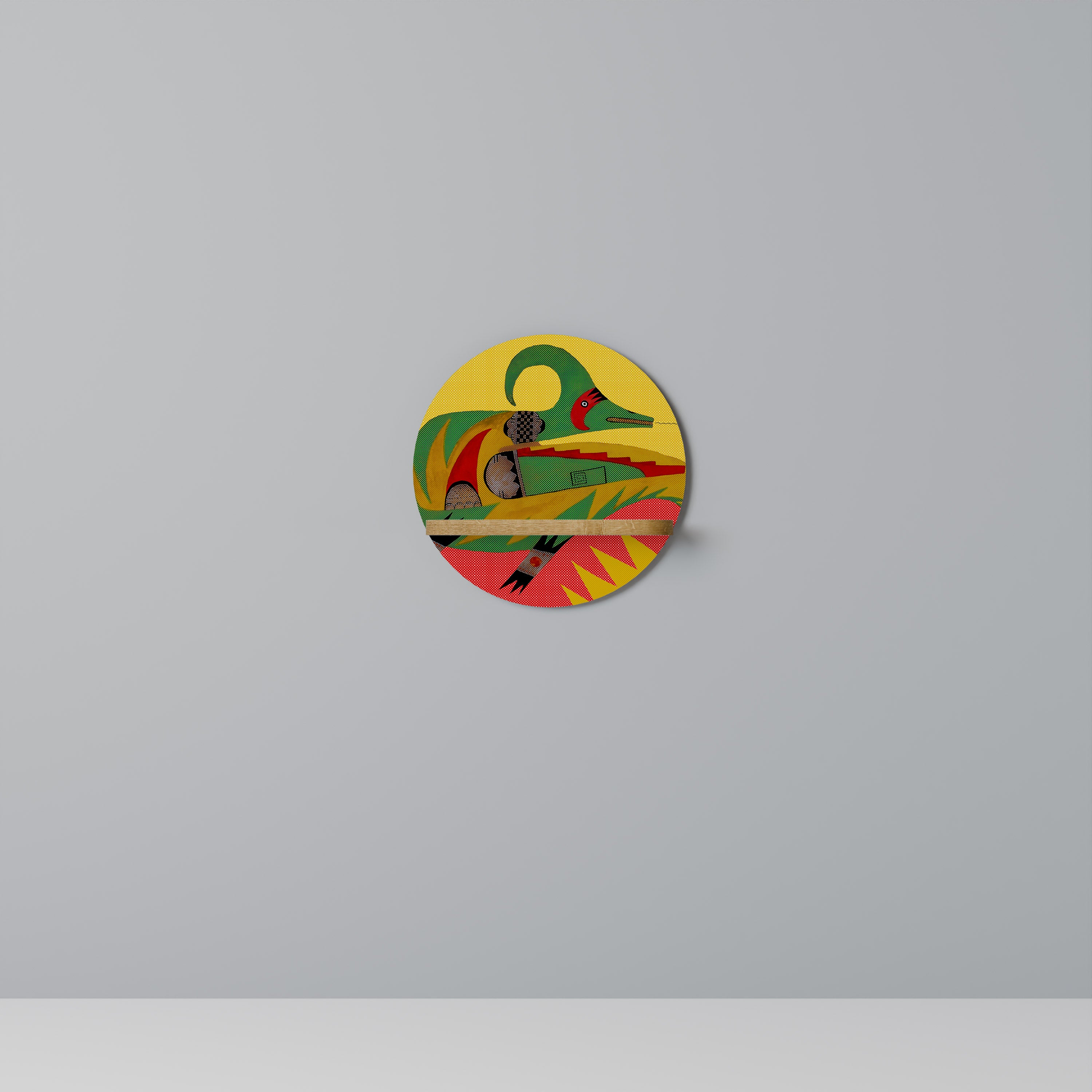 Estantería artística redonda AVANYU EXPRESSIVE con efecto roble