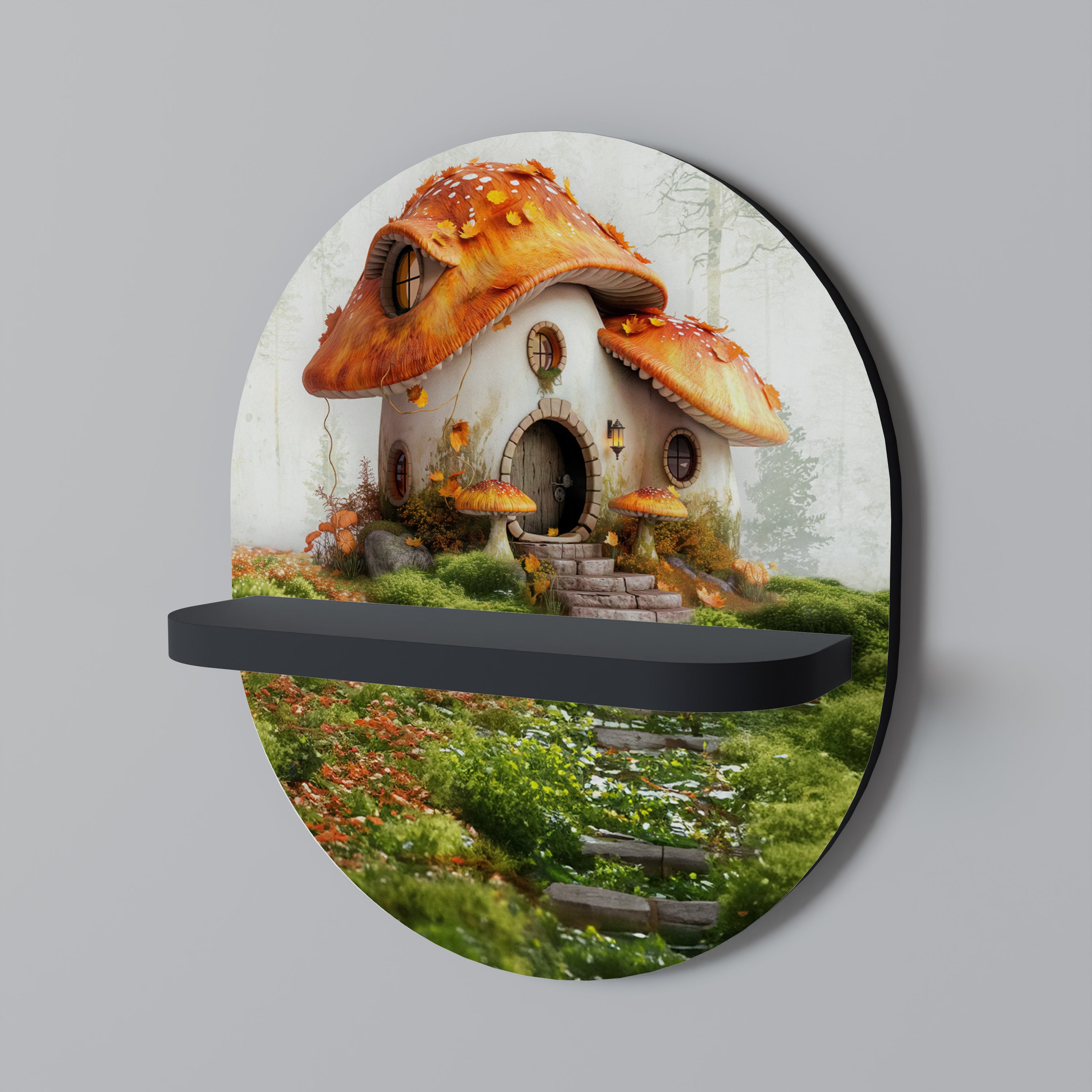 Estantería de arte ovalada Mystic Toadstool con acabado negro