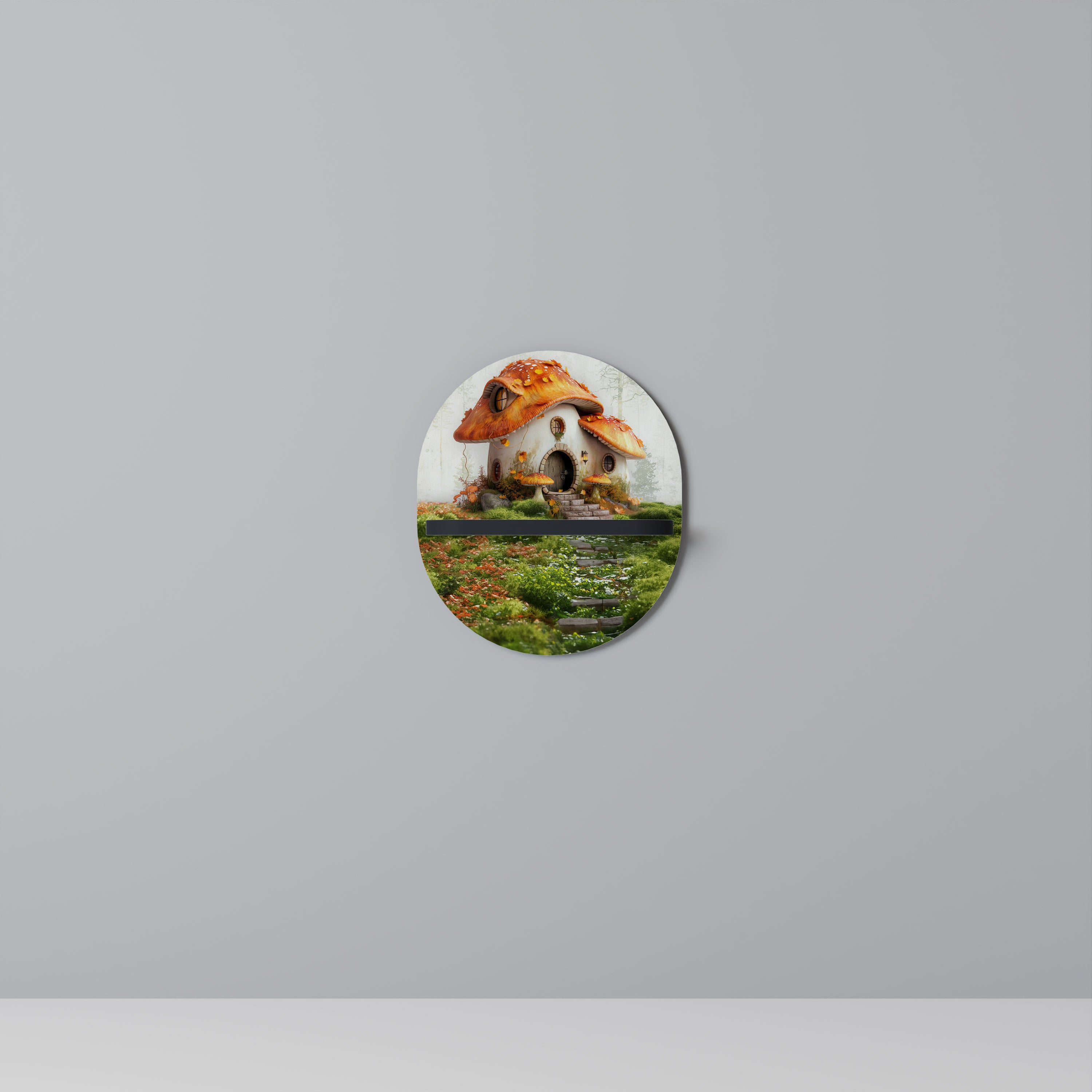 Estantería de arte ovalada Mystic Toadstool con acabado negro