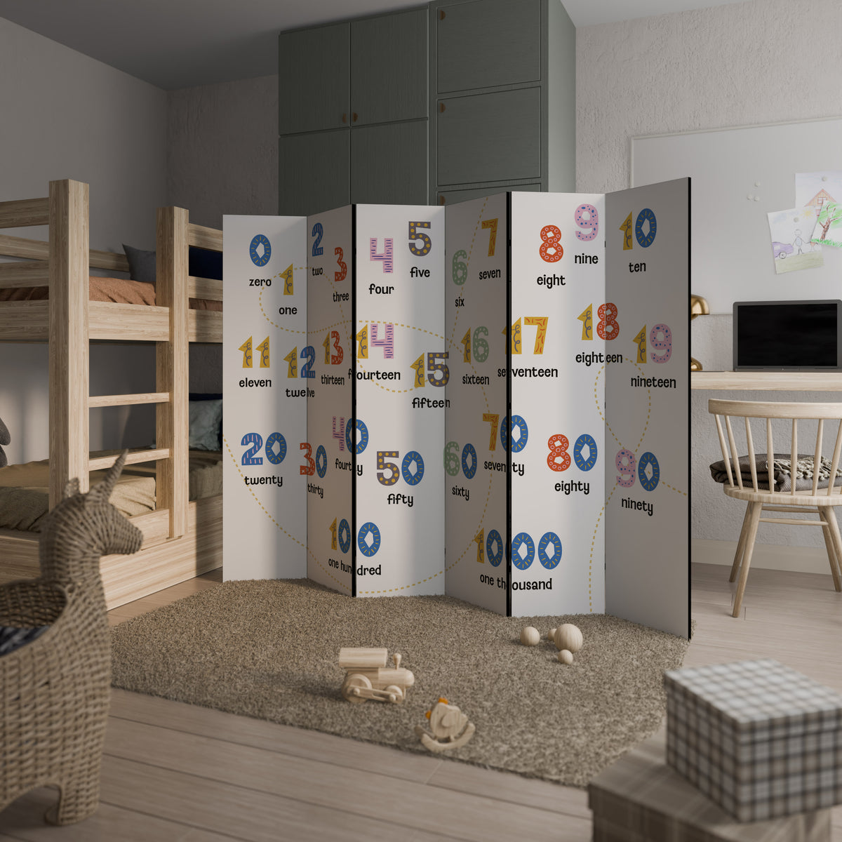 COUNTING LESSON Biombo de 6 paneles