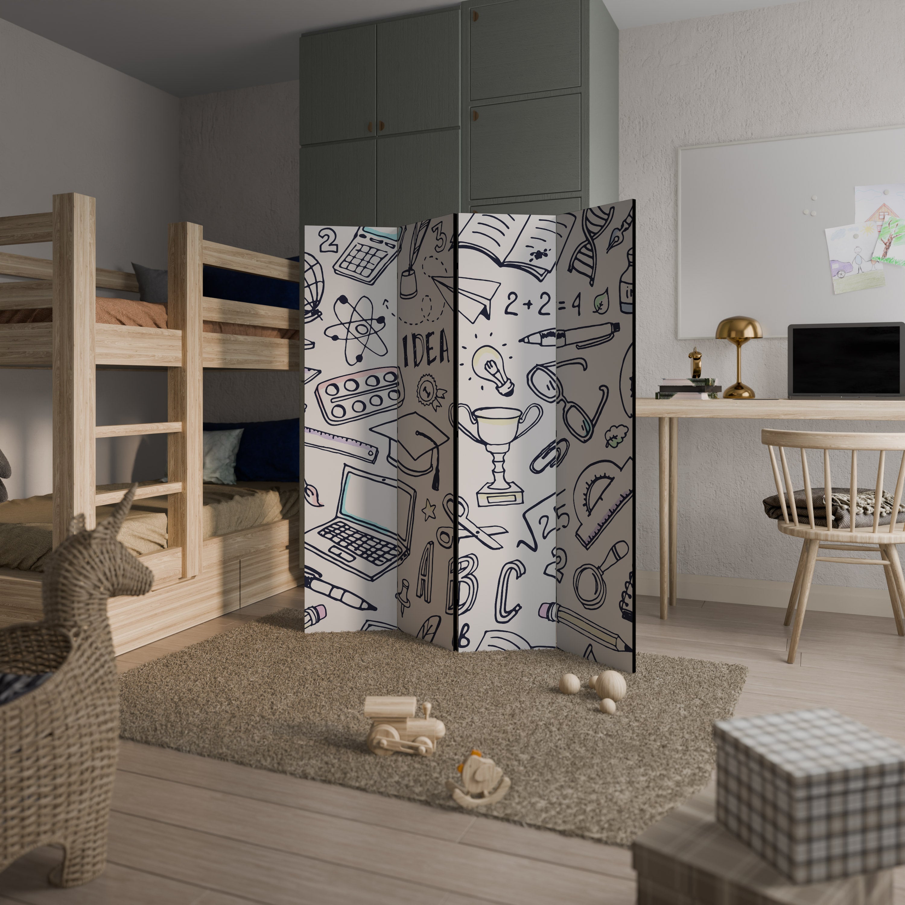 SCHOOL STUFF Decorative 4-Panel Room Divider