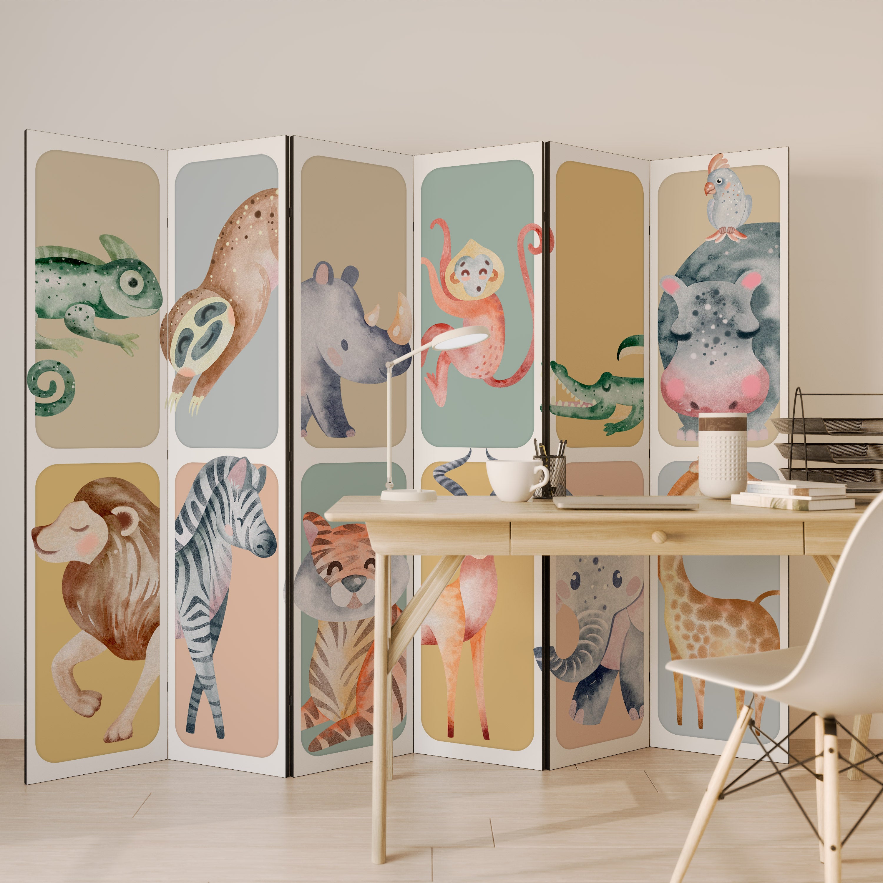 Biombo decorativo de 6 paneles TROPICAL SQUAD
