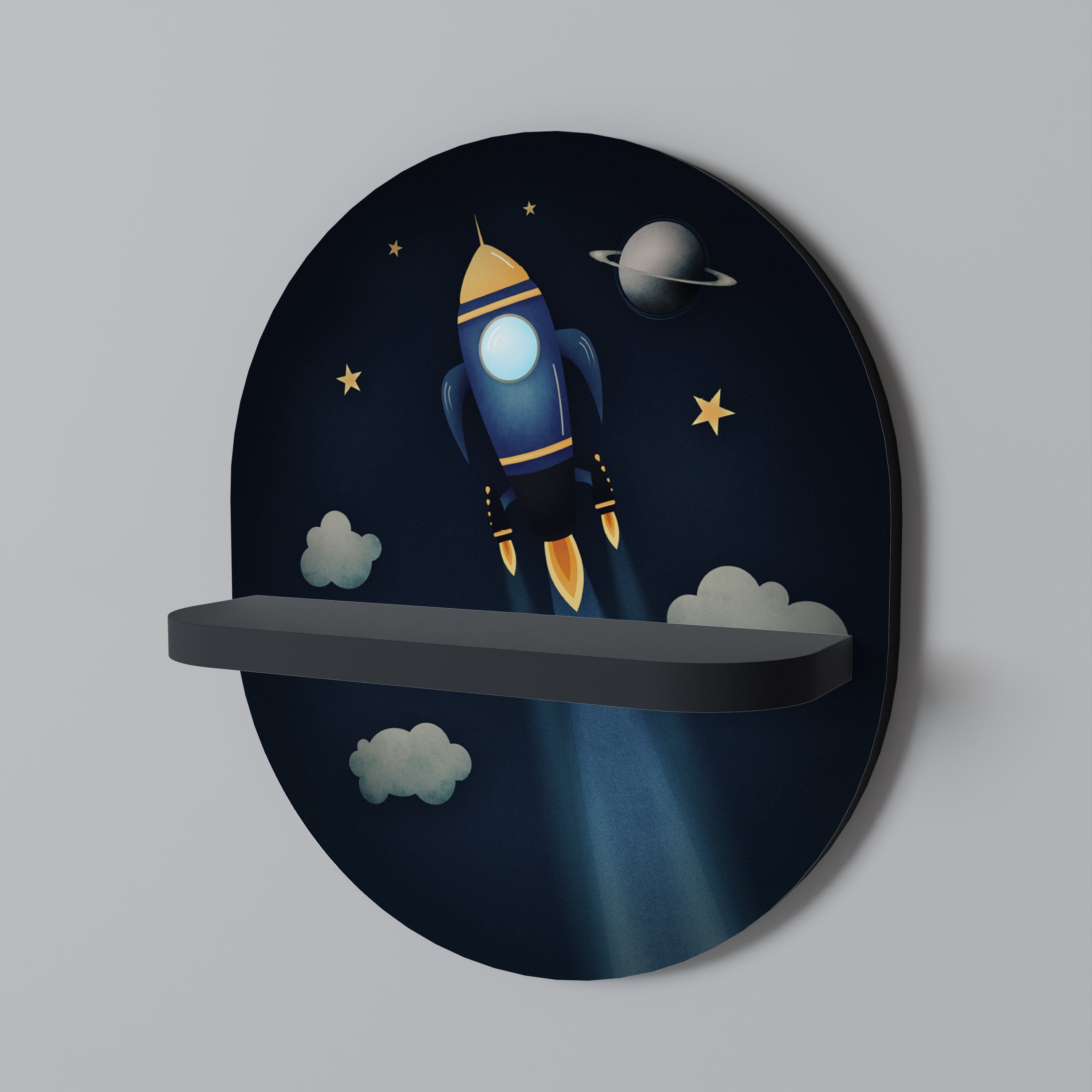 Estantería de arte ovalada STELLAR SWING con acabado negro