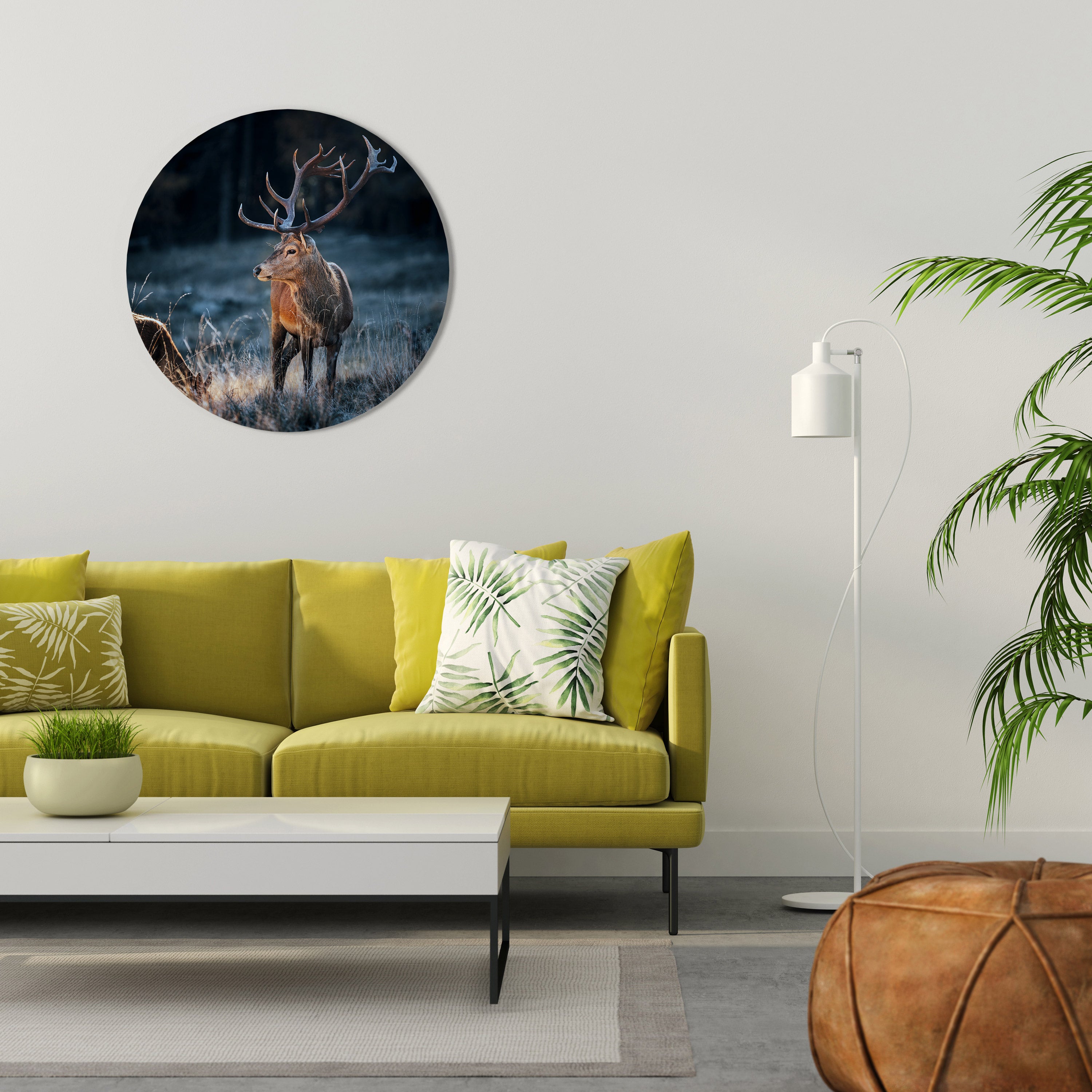 ANTLERED REGALITY Round Wall Art