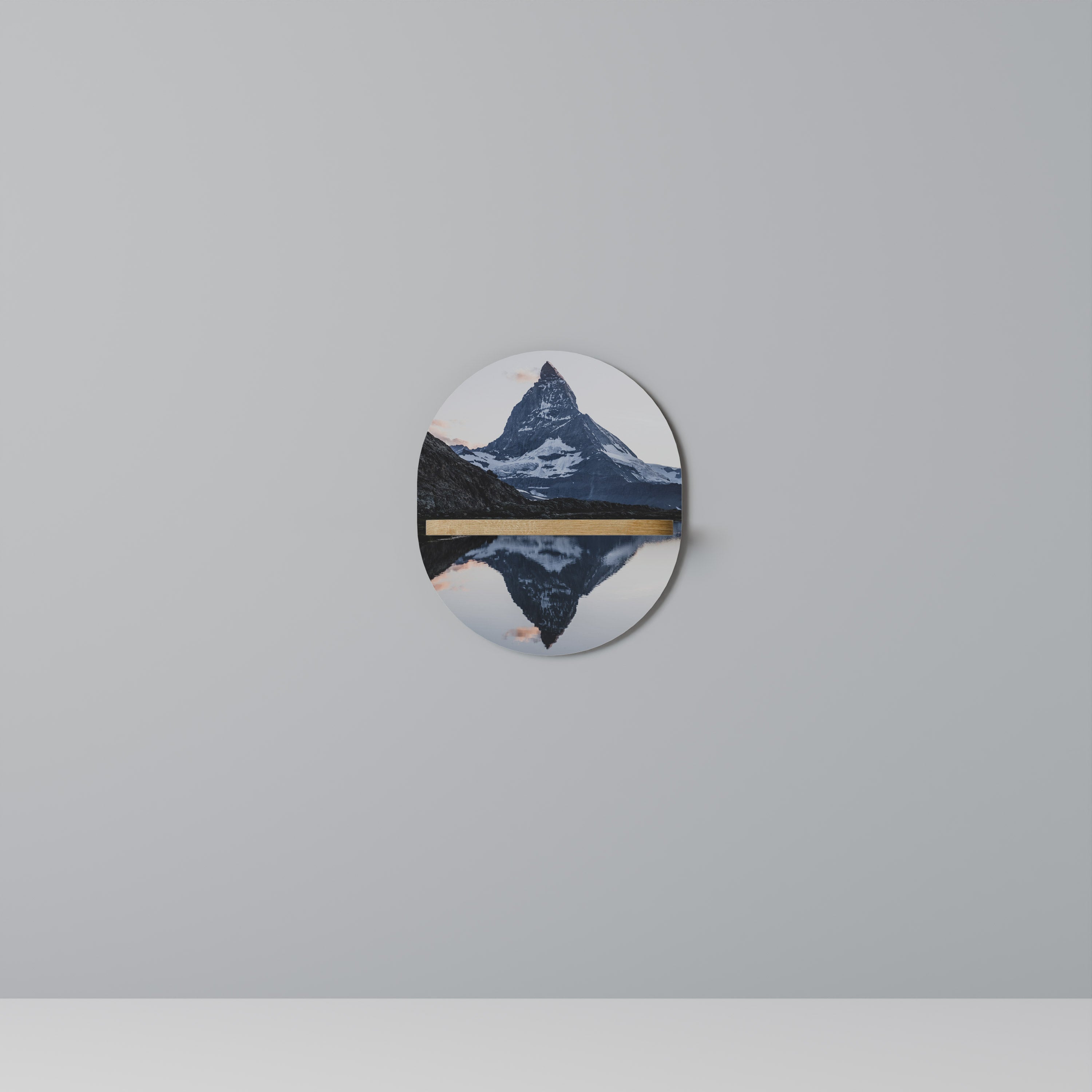Estantería de arte ovalada MEMORIA DEL MATTERHORN con efecto roble