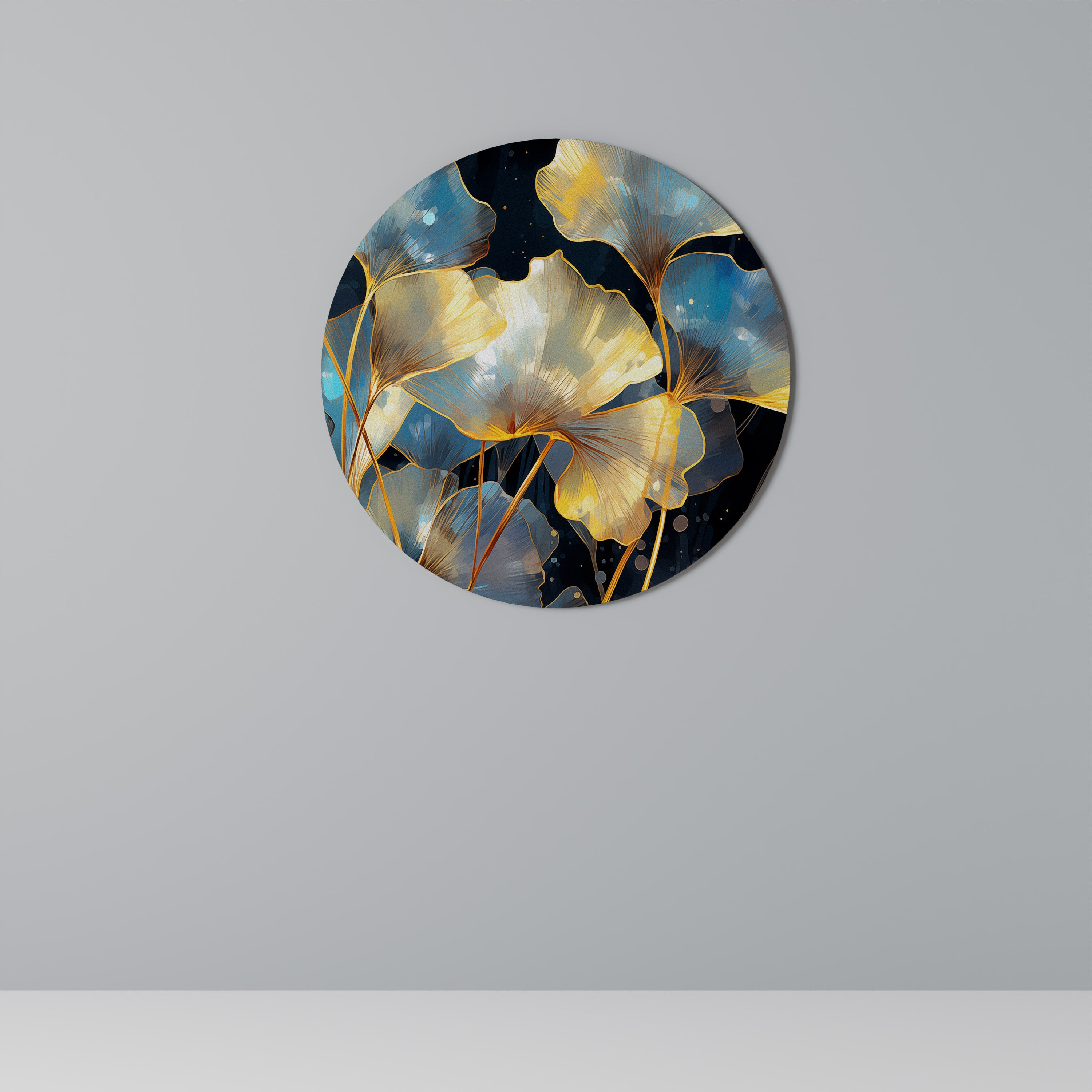 GLIMMERING GINKGO DREAMS Round Wall Art