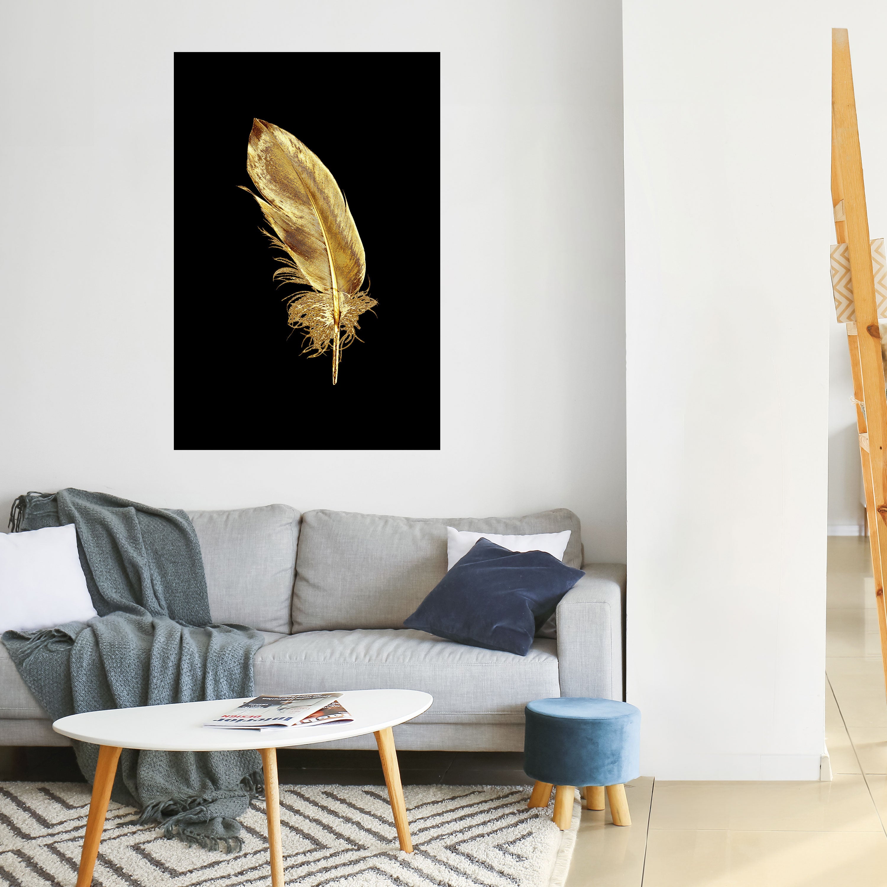 SHIMMERING FEATHER GRACE Peel and Stick Vertical Poster