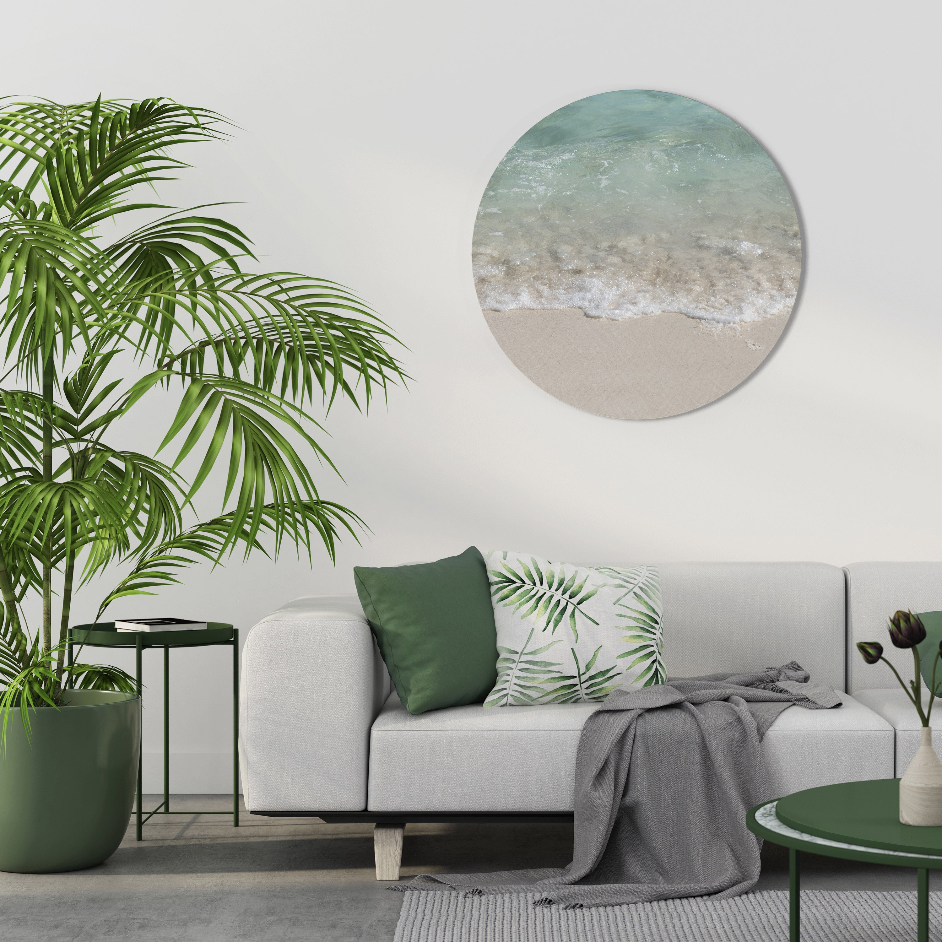 SERENITY BY THE SHORE Round Wall Art