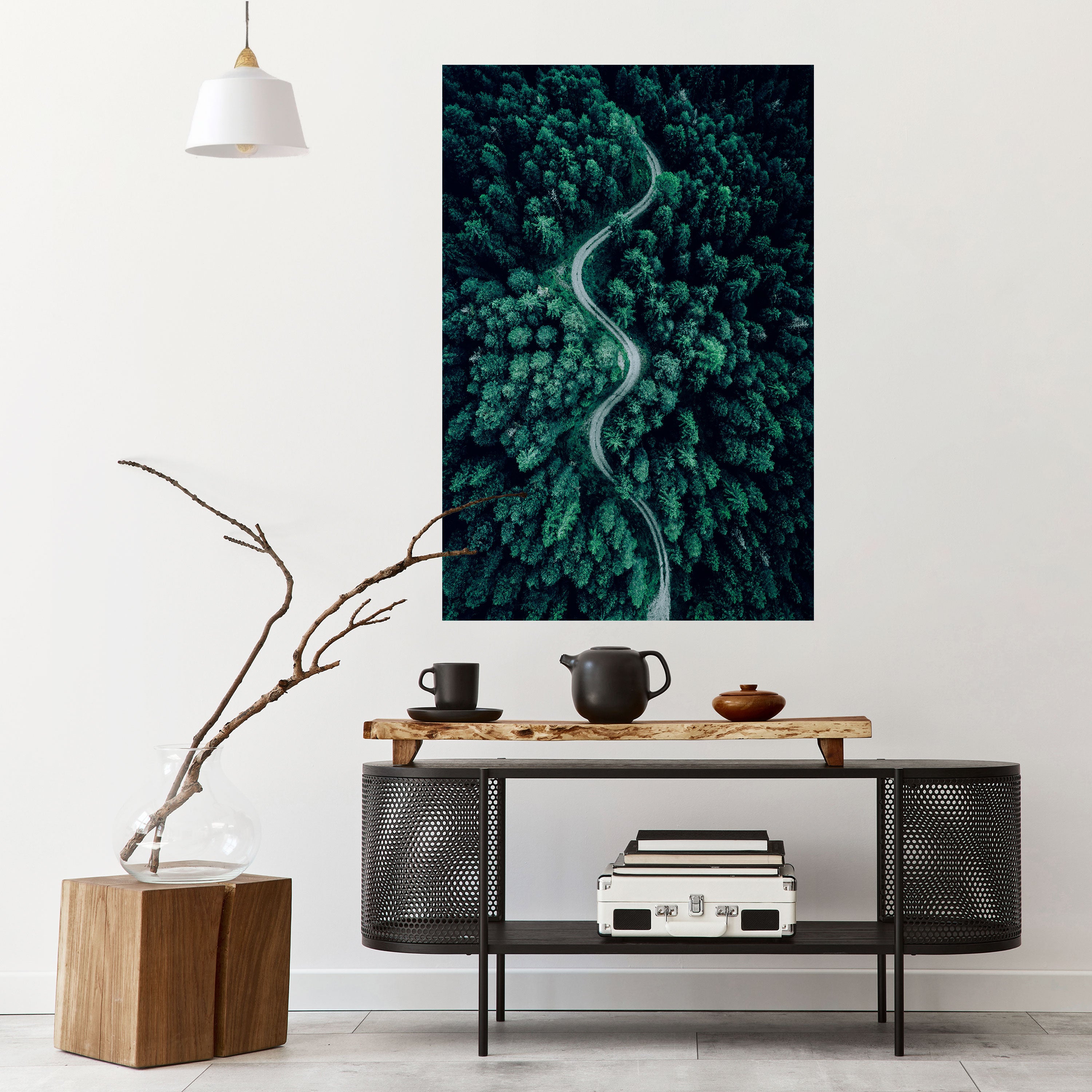 FORESTED SERPENTINE ROUTE Peel and Stick Vertical Poster