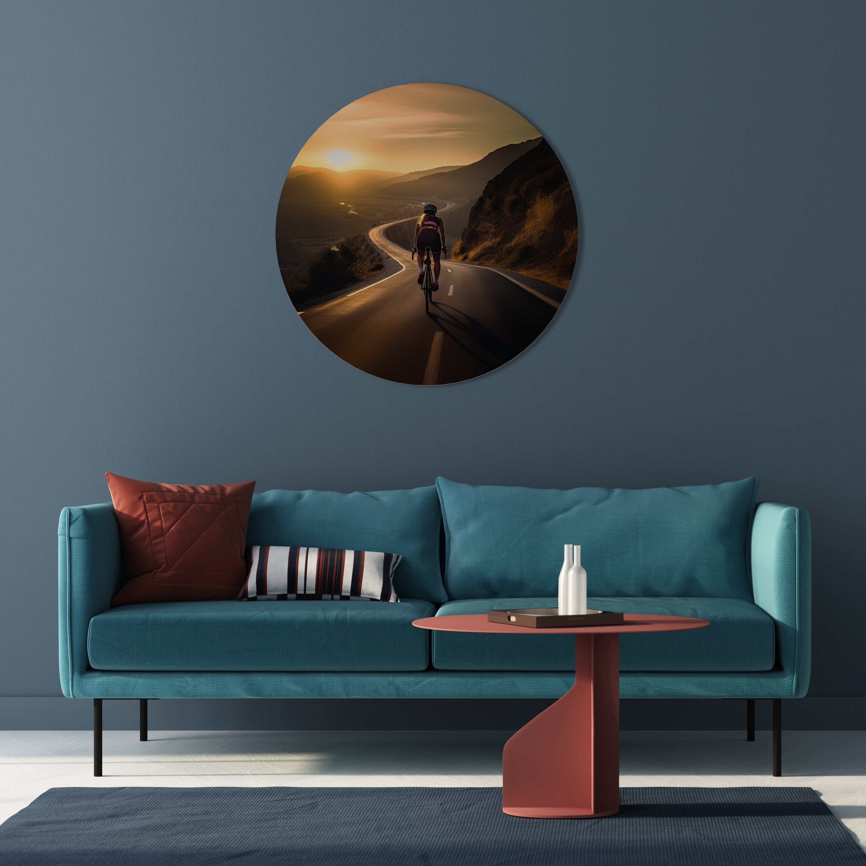 RIDE INTO GOLD Round Wall Art