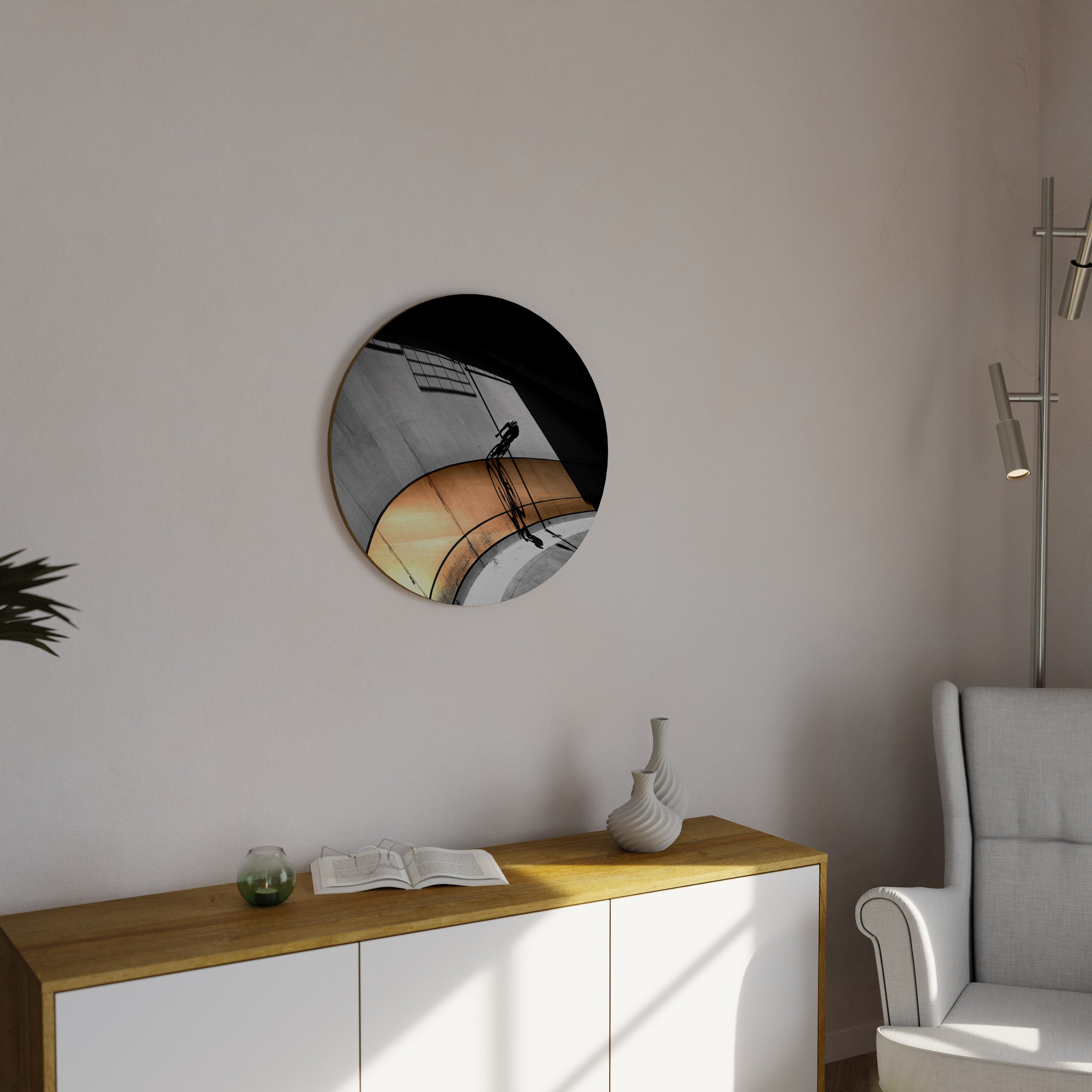 ORANGE ARC AMBIENCE Round Wall Art