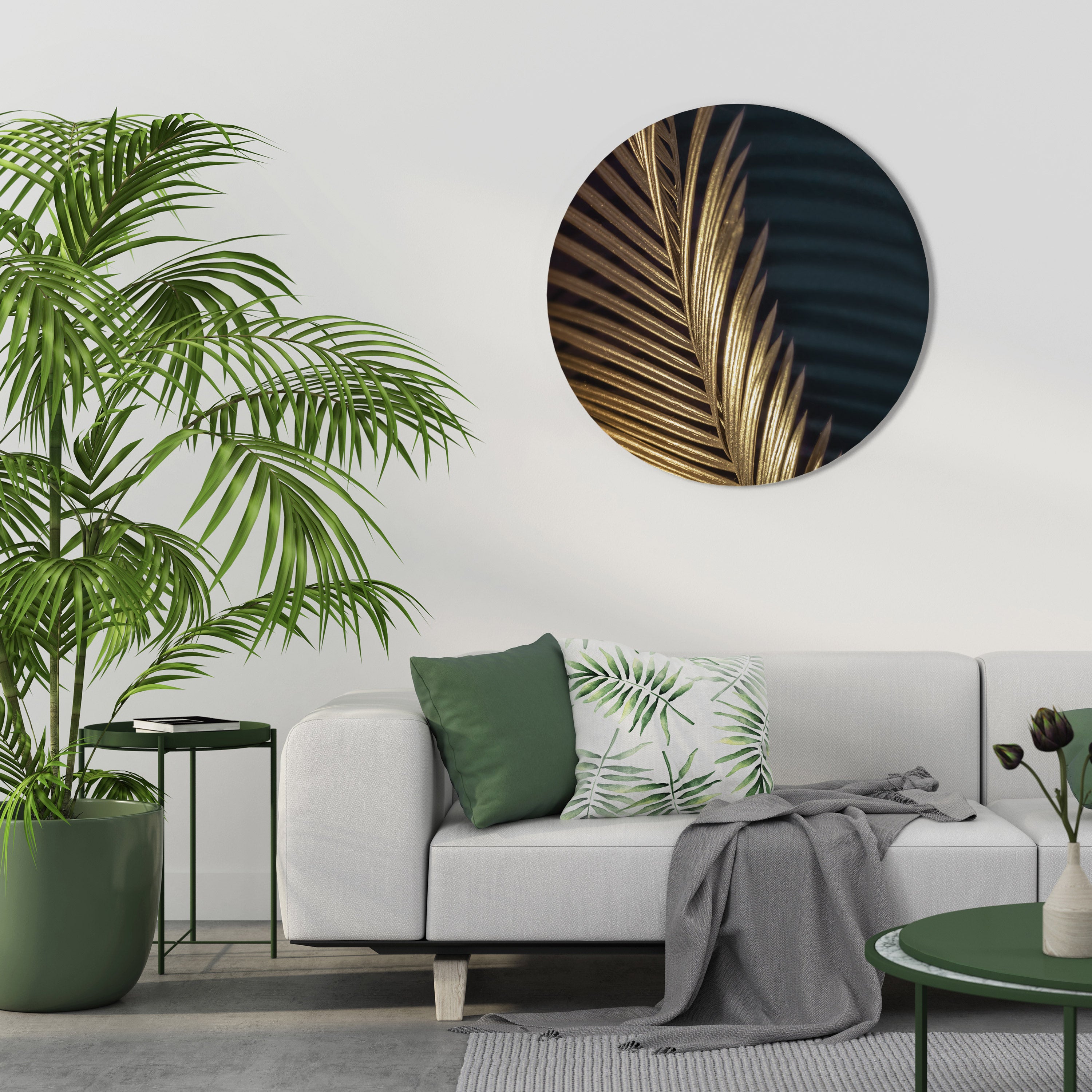 LUXE LEAF DANCE Round Wall Art