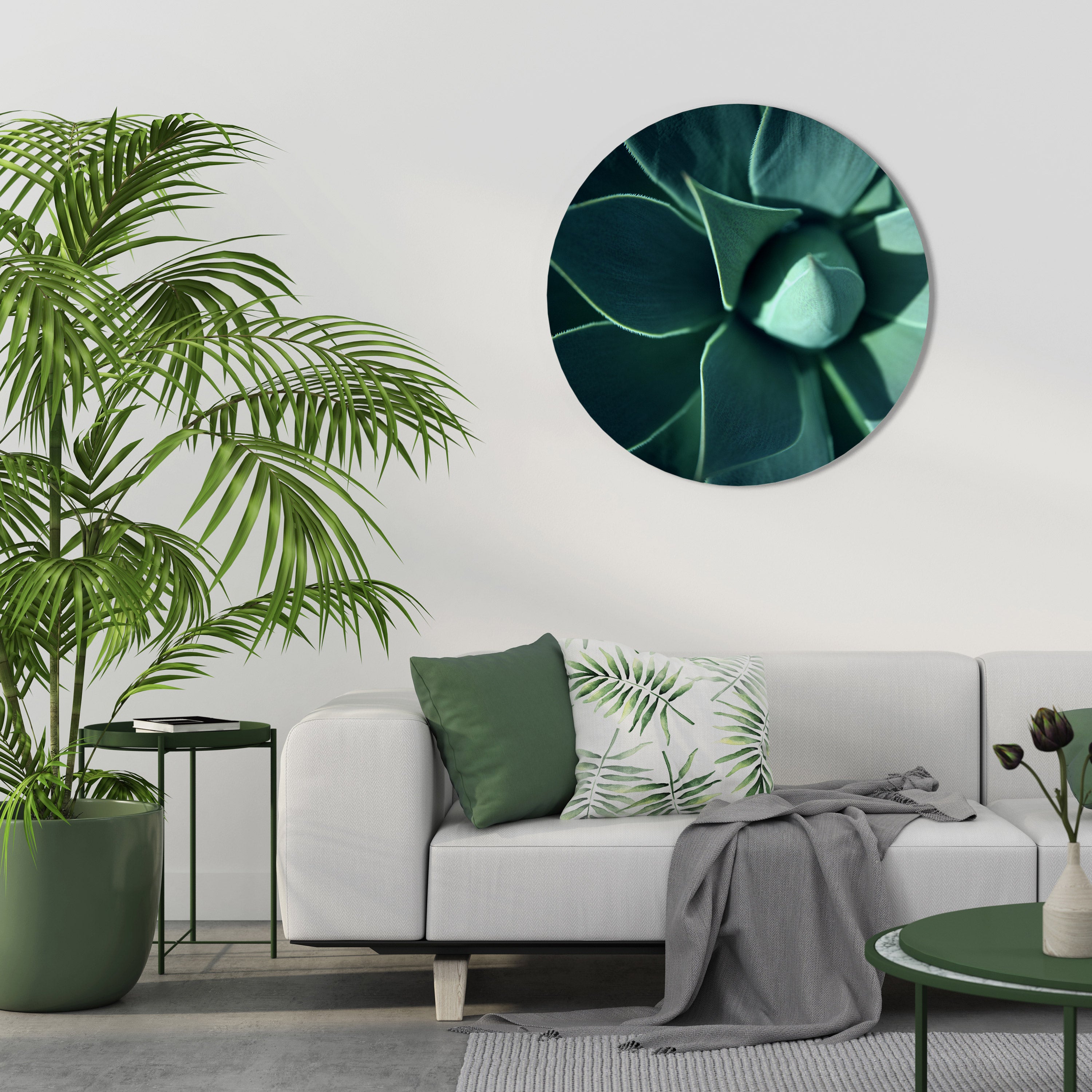 MYSTICAL GREEN WHORL Round Wall Art