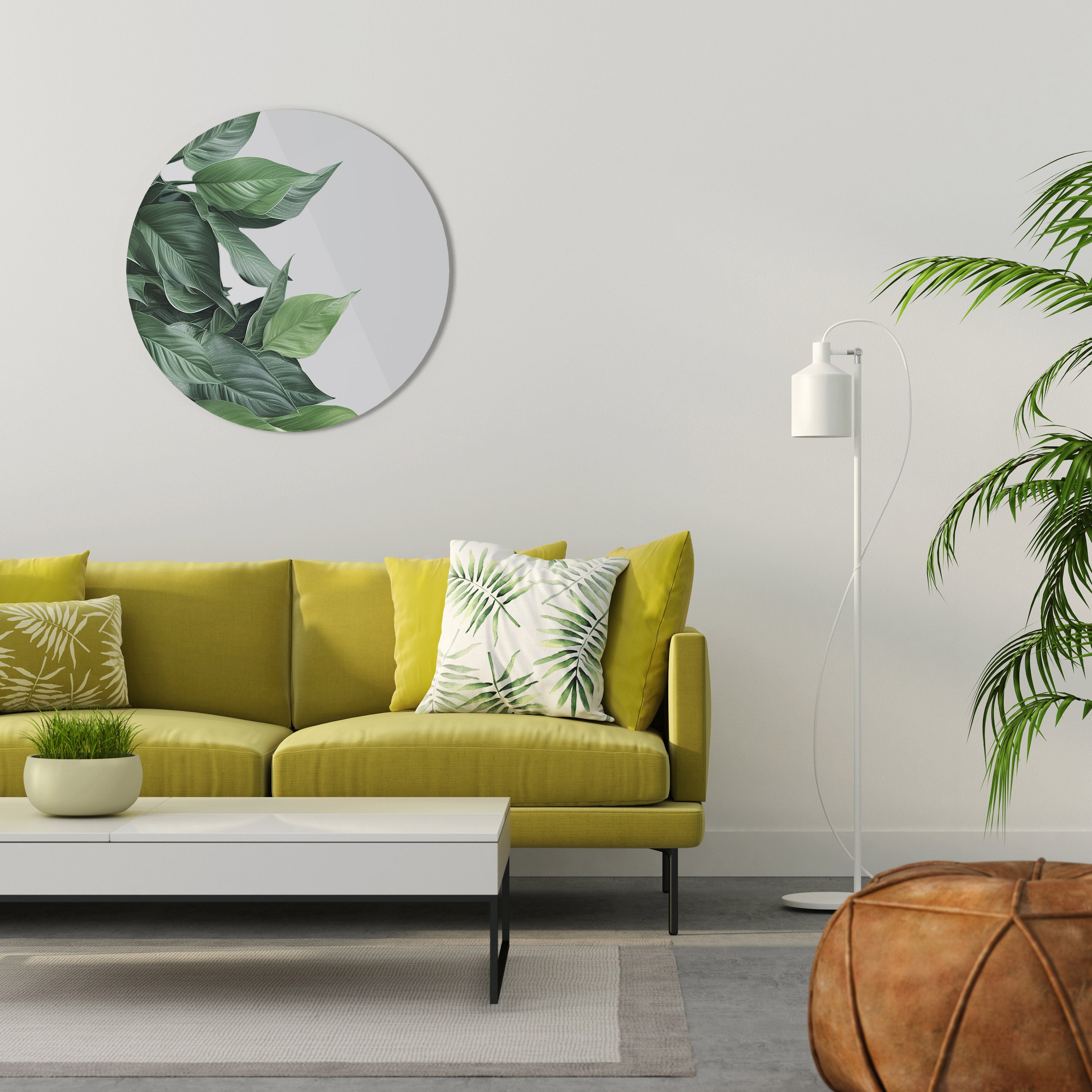 LUSH LEAFY WHIMSY Round Wall Art
