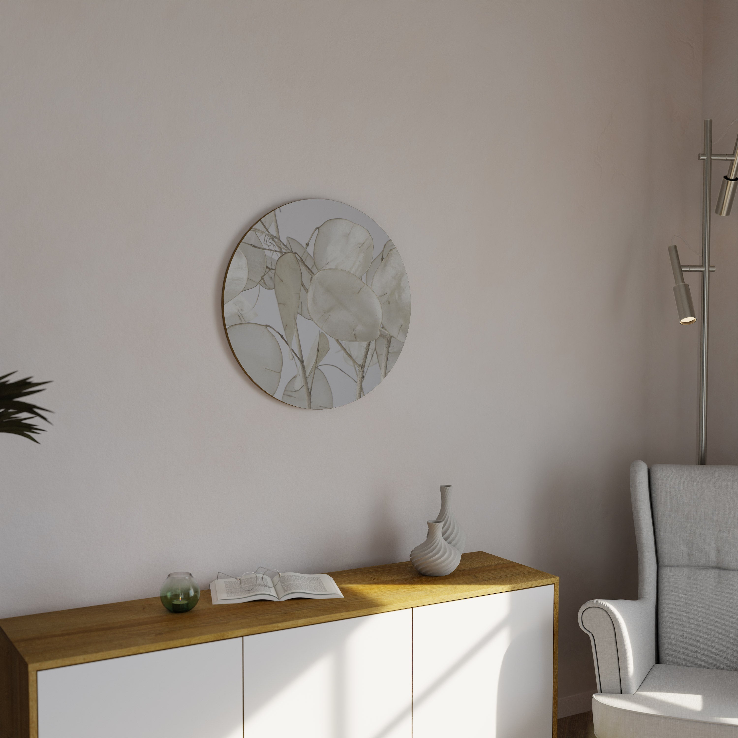 SILKY FOLIAGE WHISPERS Round Wall Art