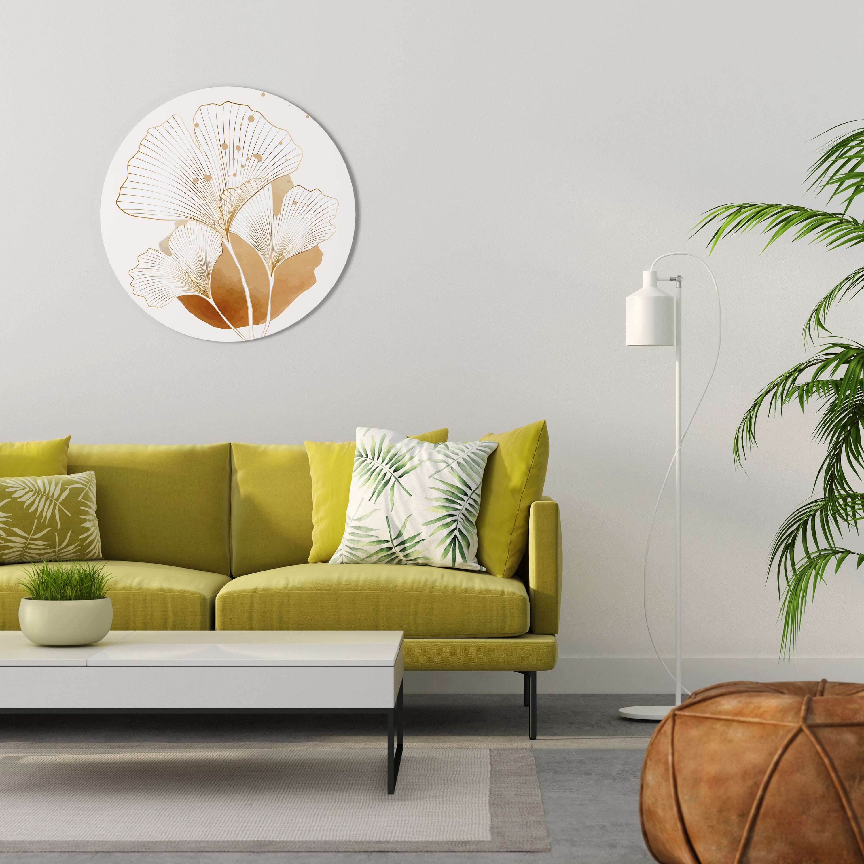 GOLDEN GINKGO DREAMS Round Wall Art