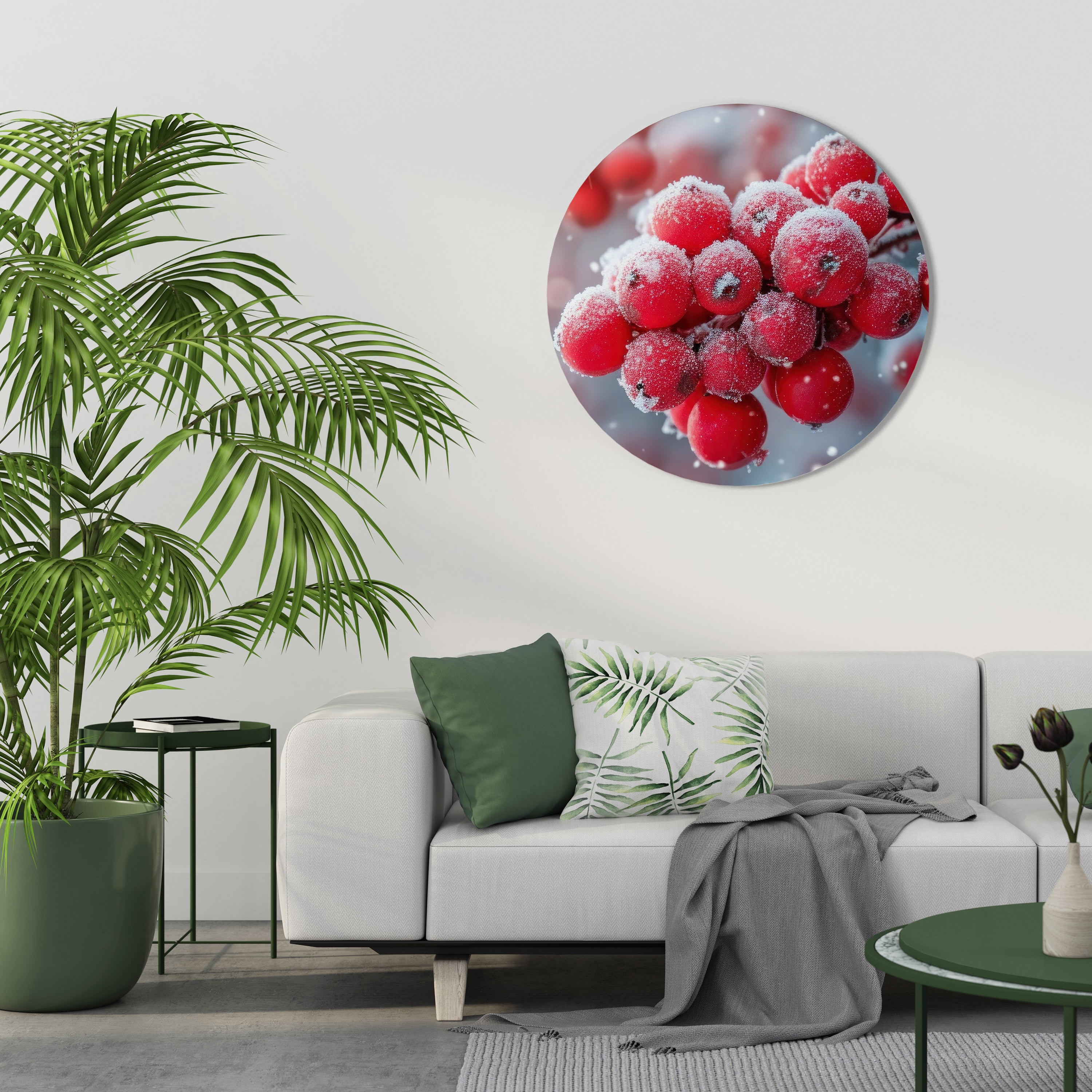 WINTER'S CRIMSON TREASURES Round Wall Art