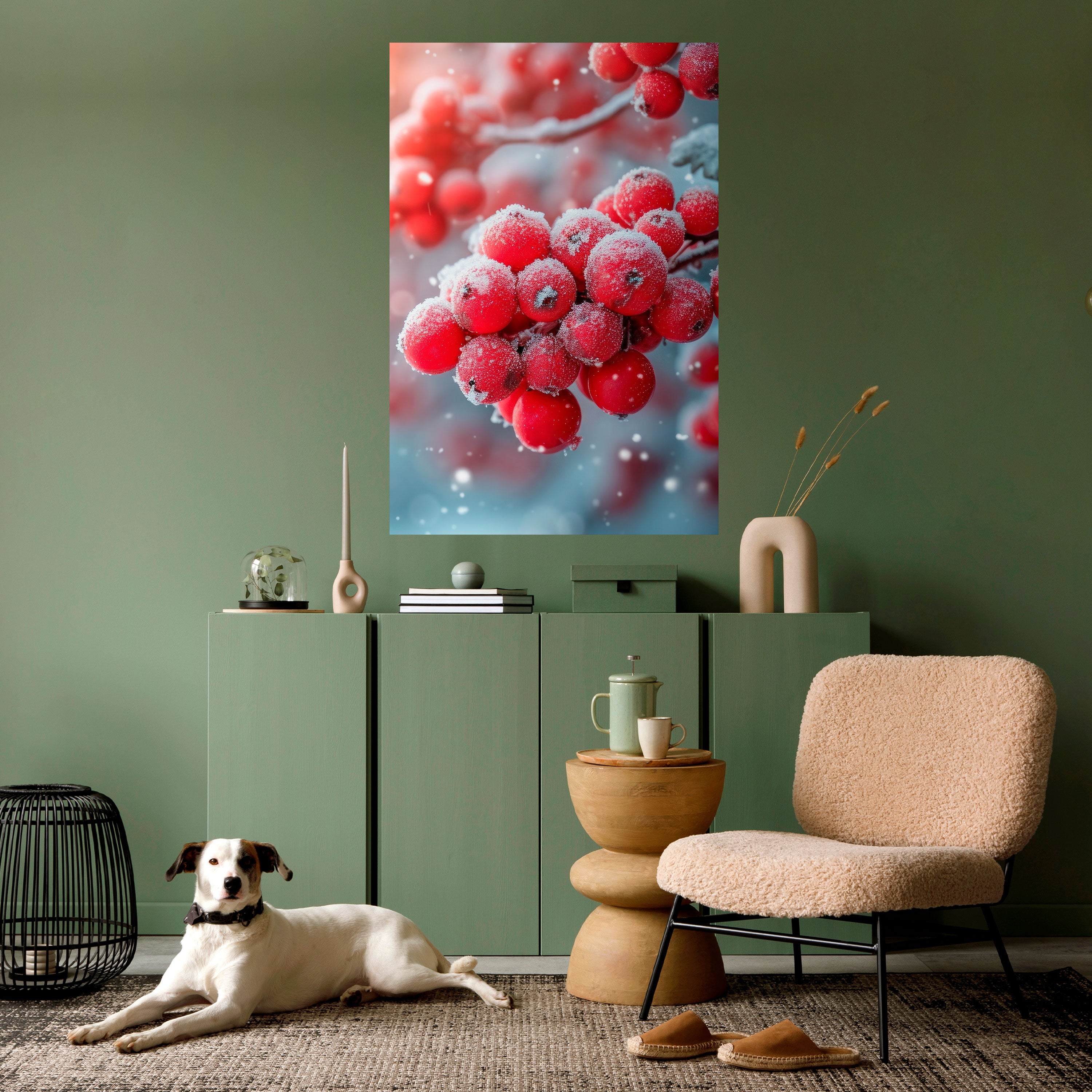 WINTER'S CRIMSON TREASURES Peel and Stick Vertical Poster