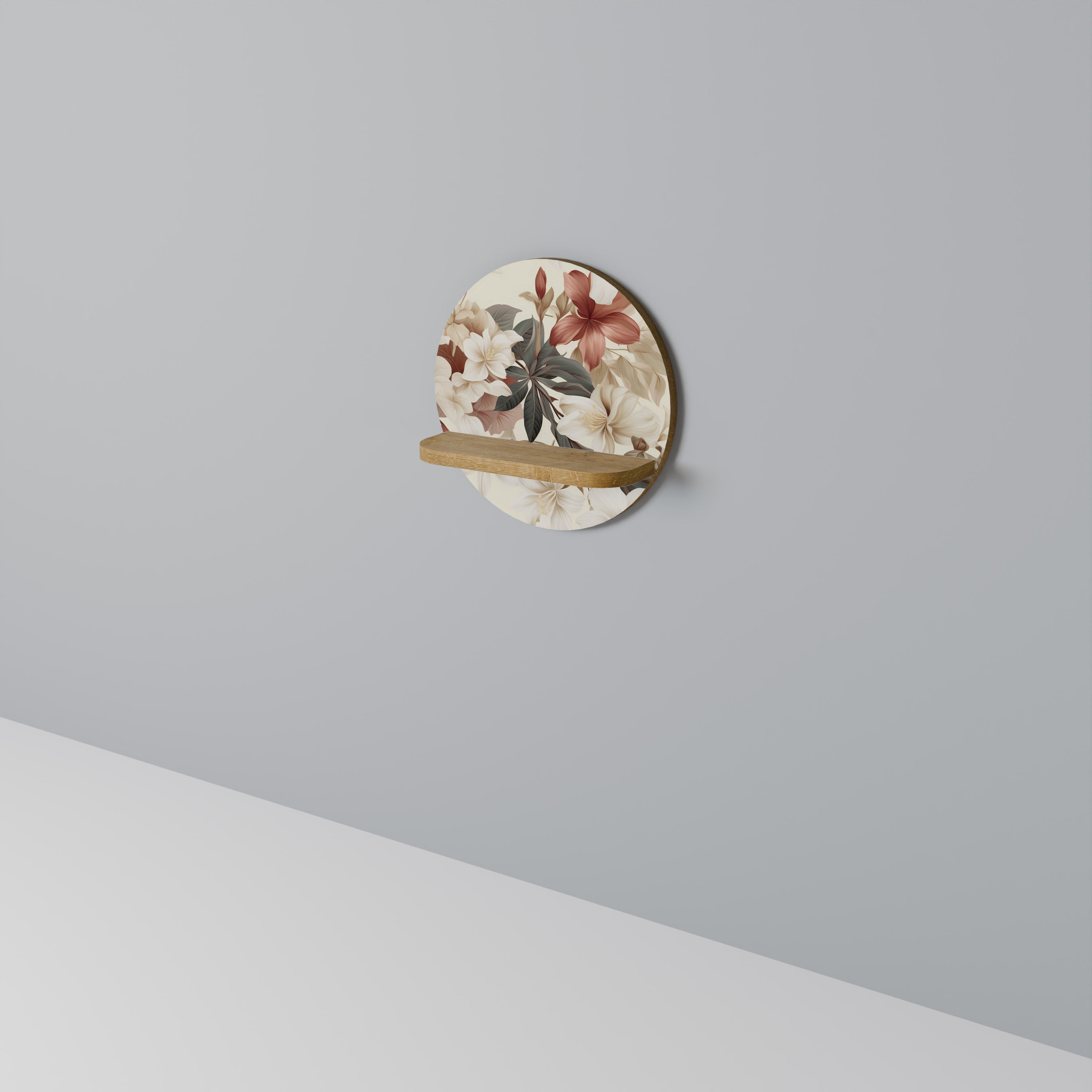 PETAL POETRY Estantería de arte redonda con efecto roble