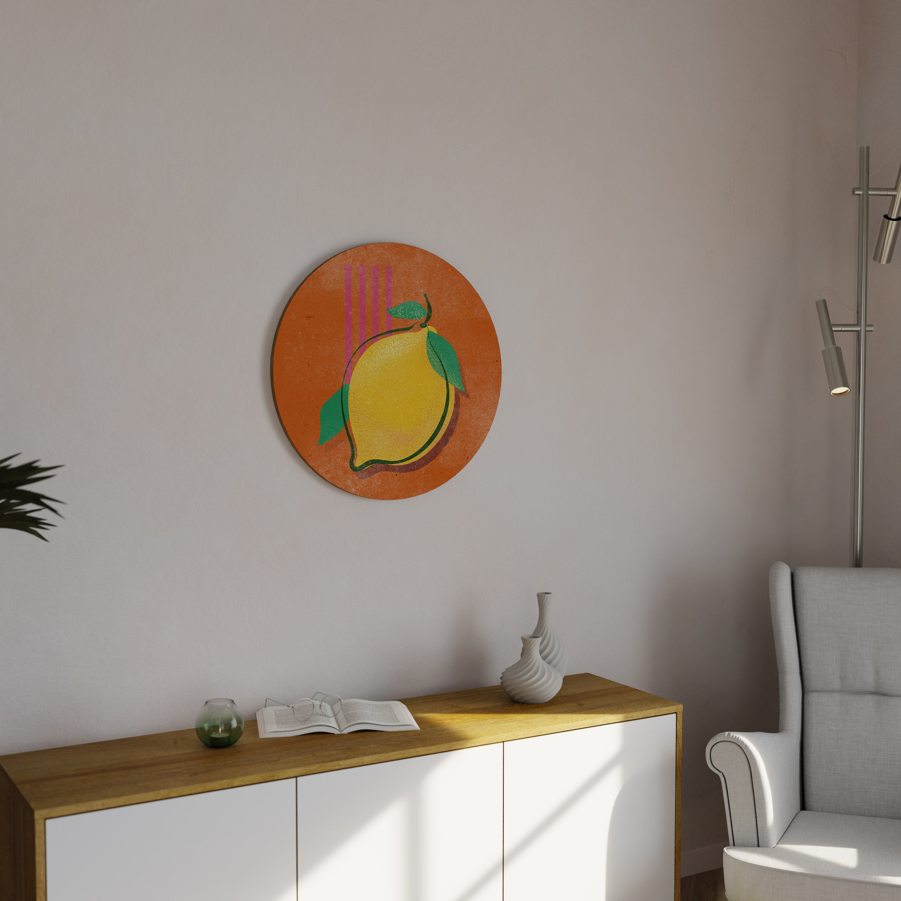 Arte de pared redondo LUSCIOUS LEMON