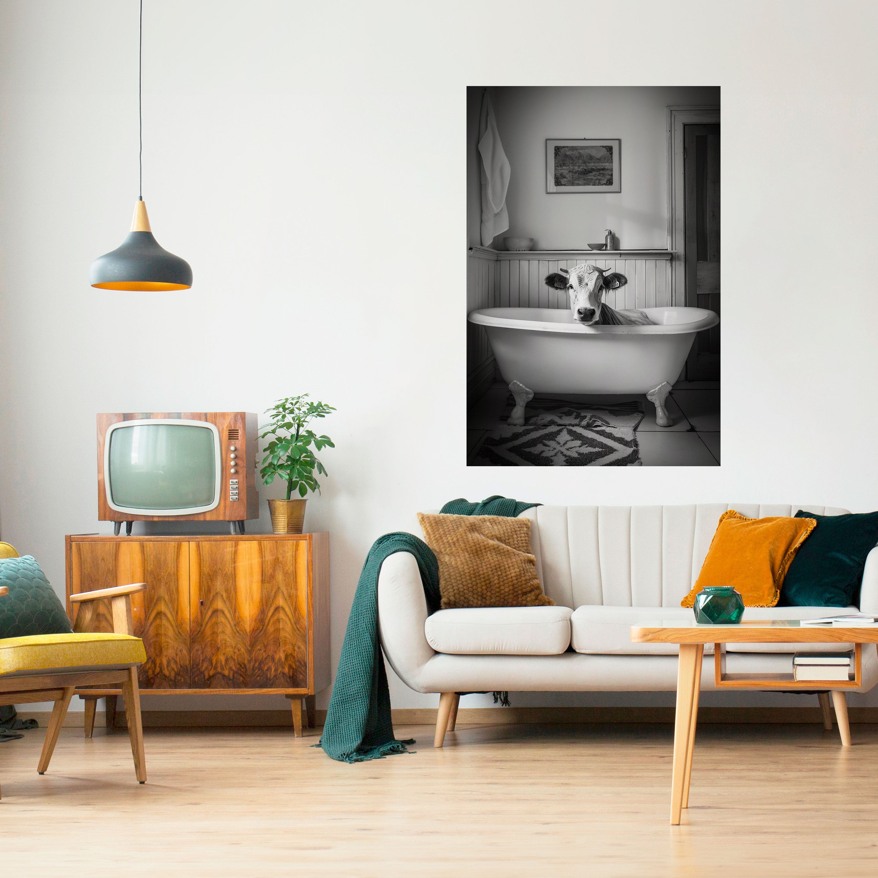 COW IN RELAXATION Peel and Stick Vertical Poster