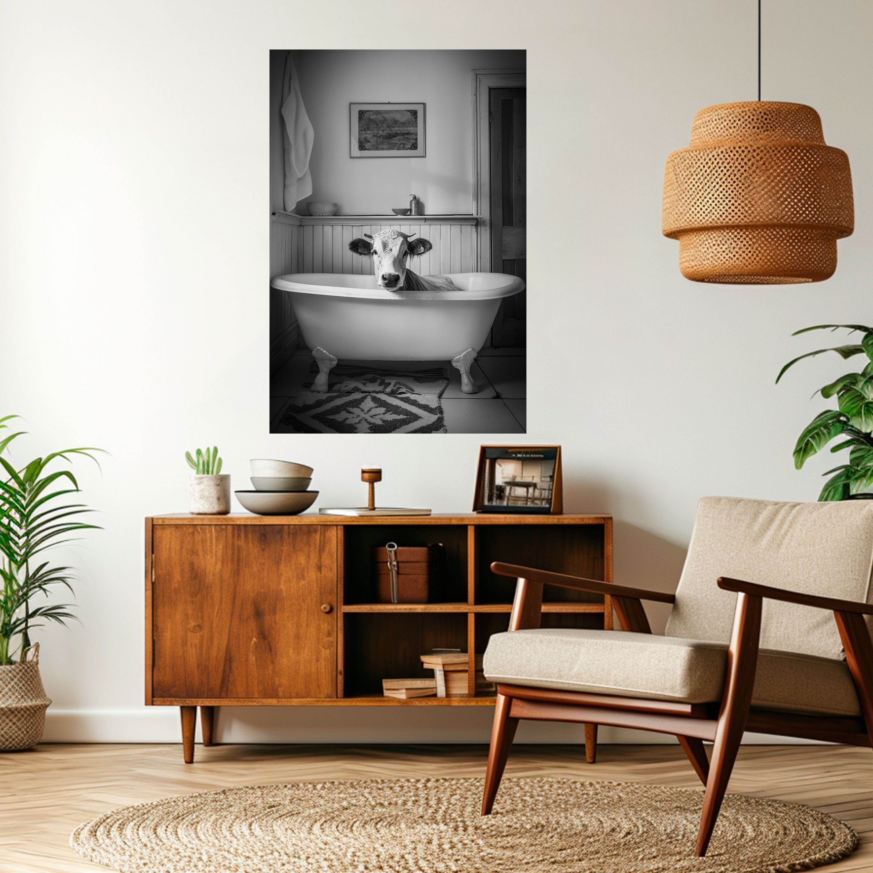 COW IN RELAXATION Peel and Stick Vertical Poster