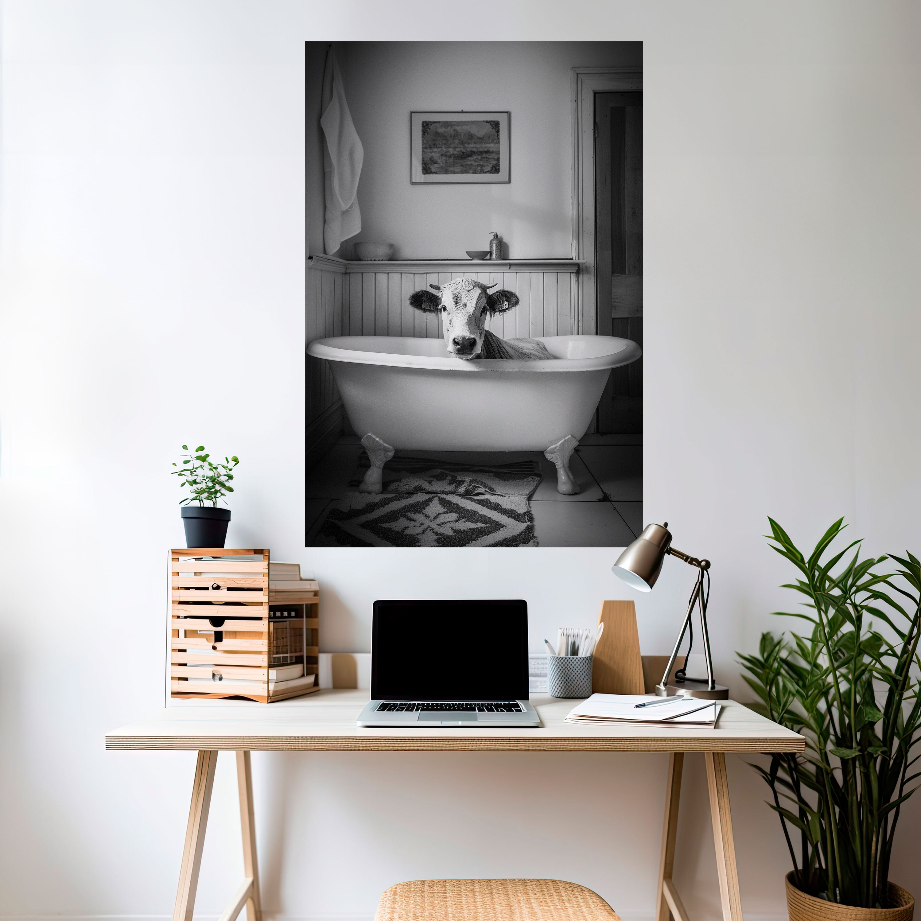 COW IN RELAXATION Peel and Stick Vertical Poster