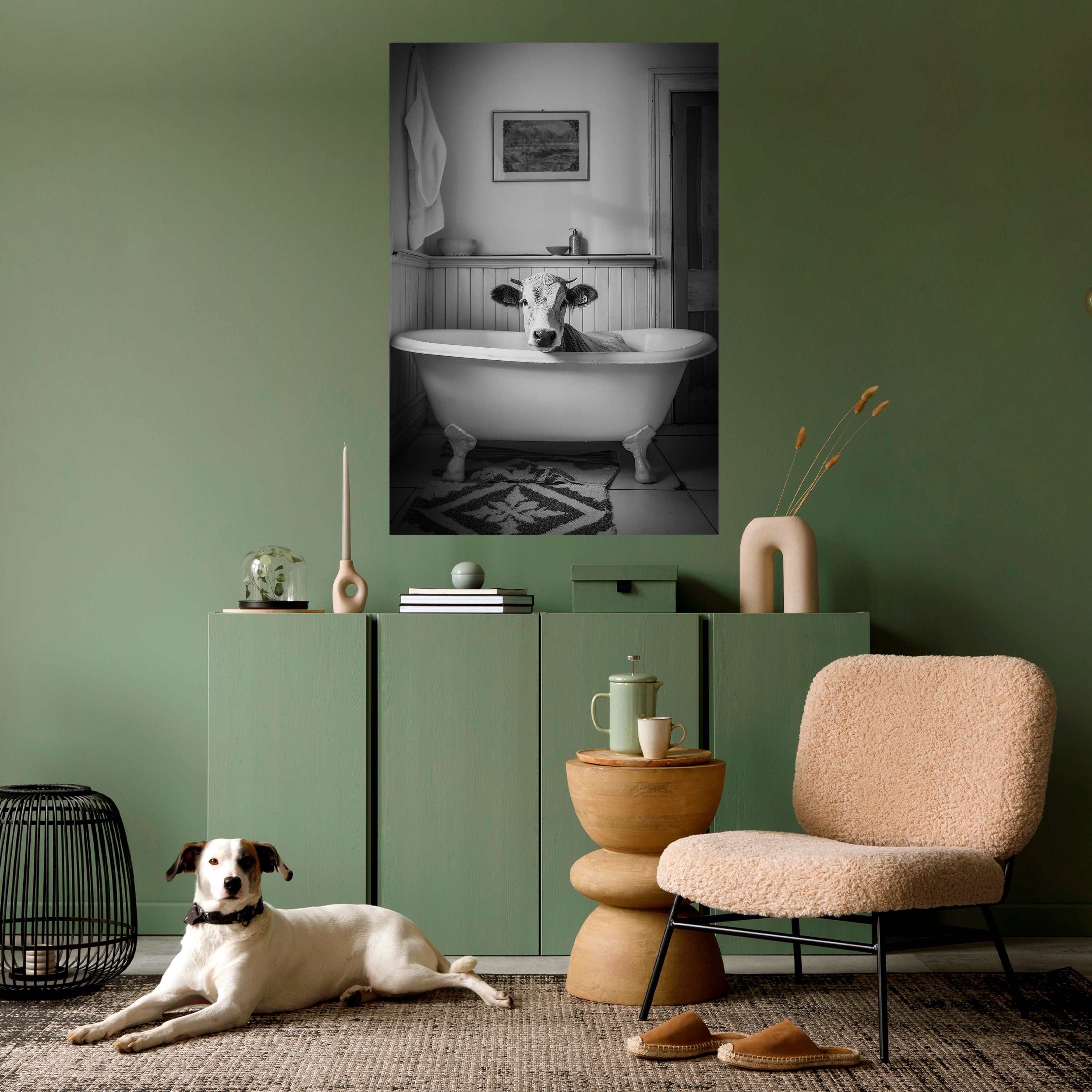 COW IN RELAXATION Peel and Stick Vertical Poster
