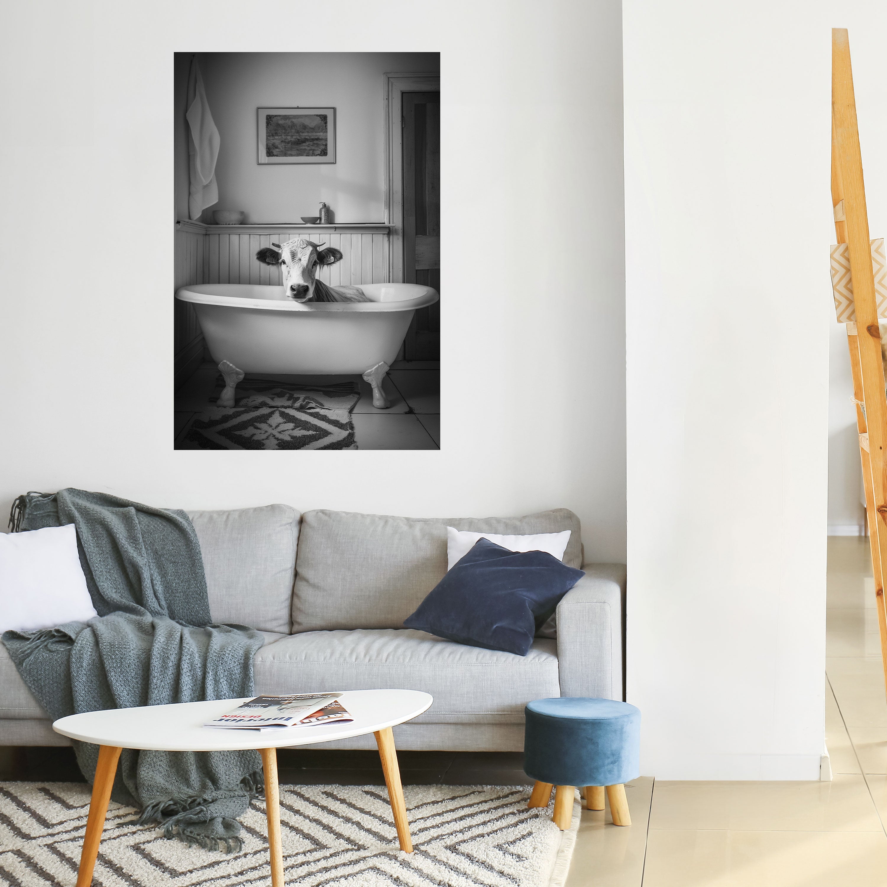 COW IN RELAXATION Peel and Stick Vertical Poster