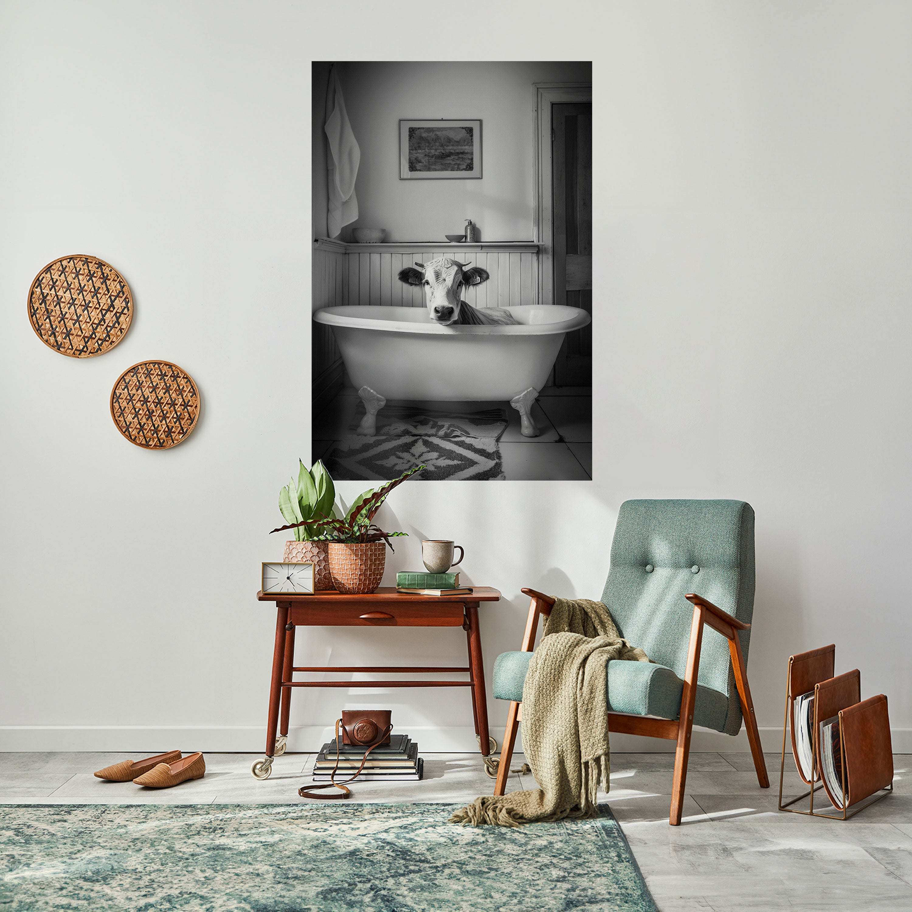 COW IN RELAXATION Peel and Stick Vertical Poster