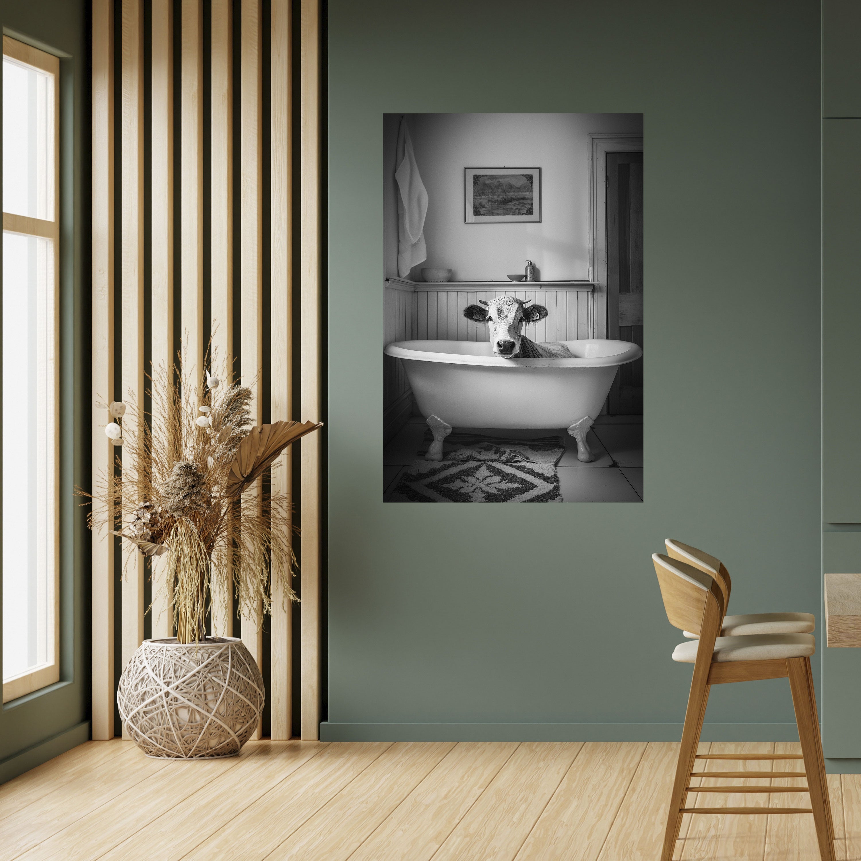 COW IN RELAXATION Peel and Stick Vertical Poster