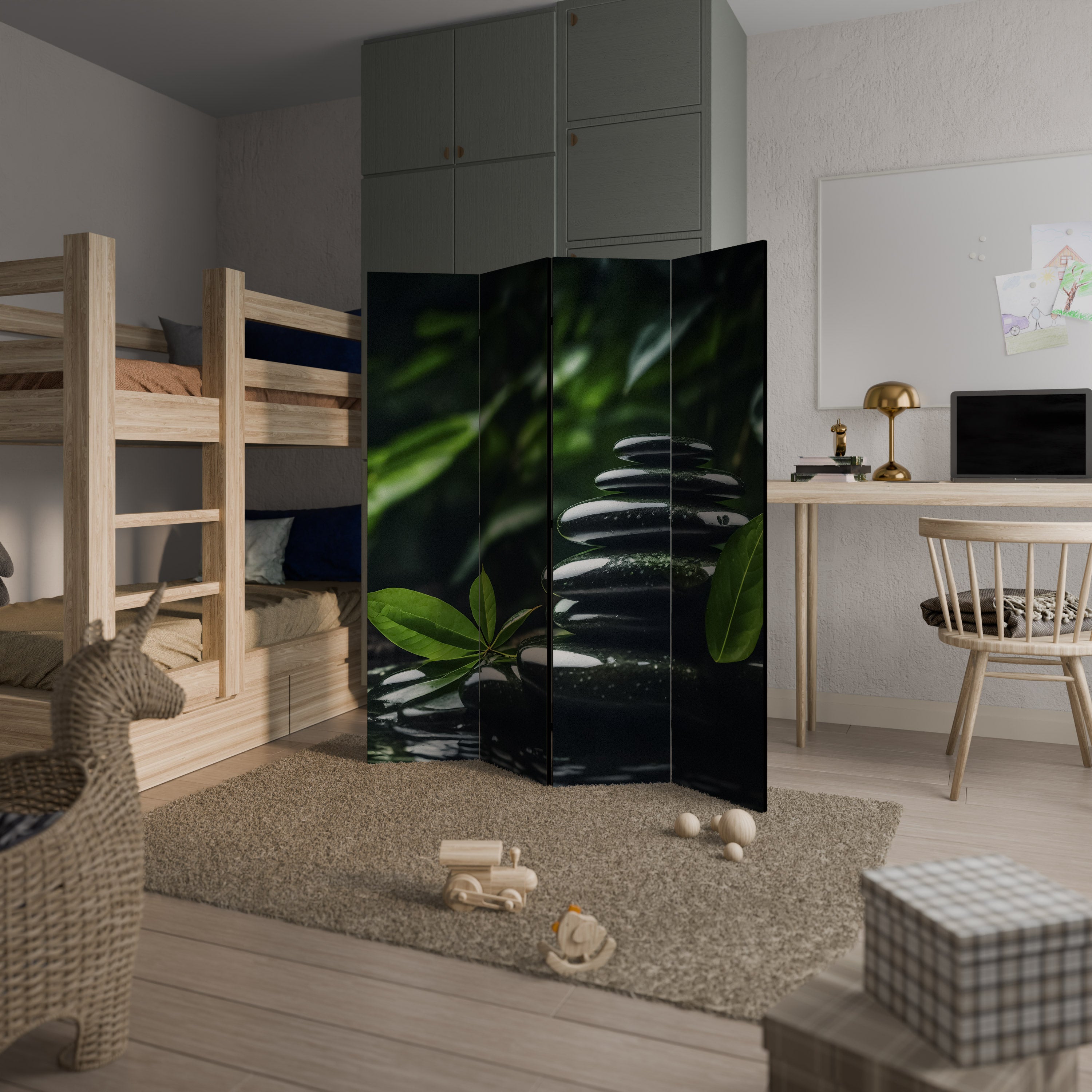 Divisor de ambientes decorativo de 4 paneles HARMONY STONES